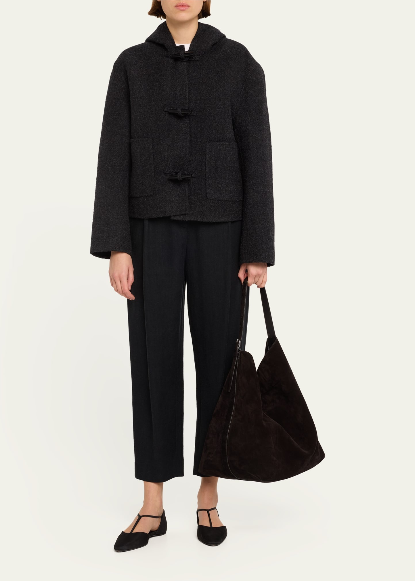 Large Belted Suede Tote Bag - 5