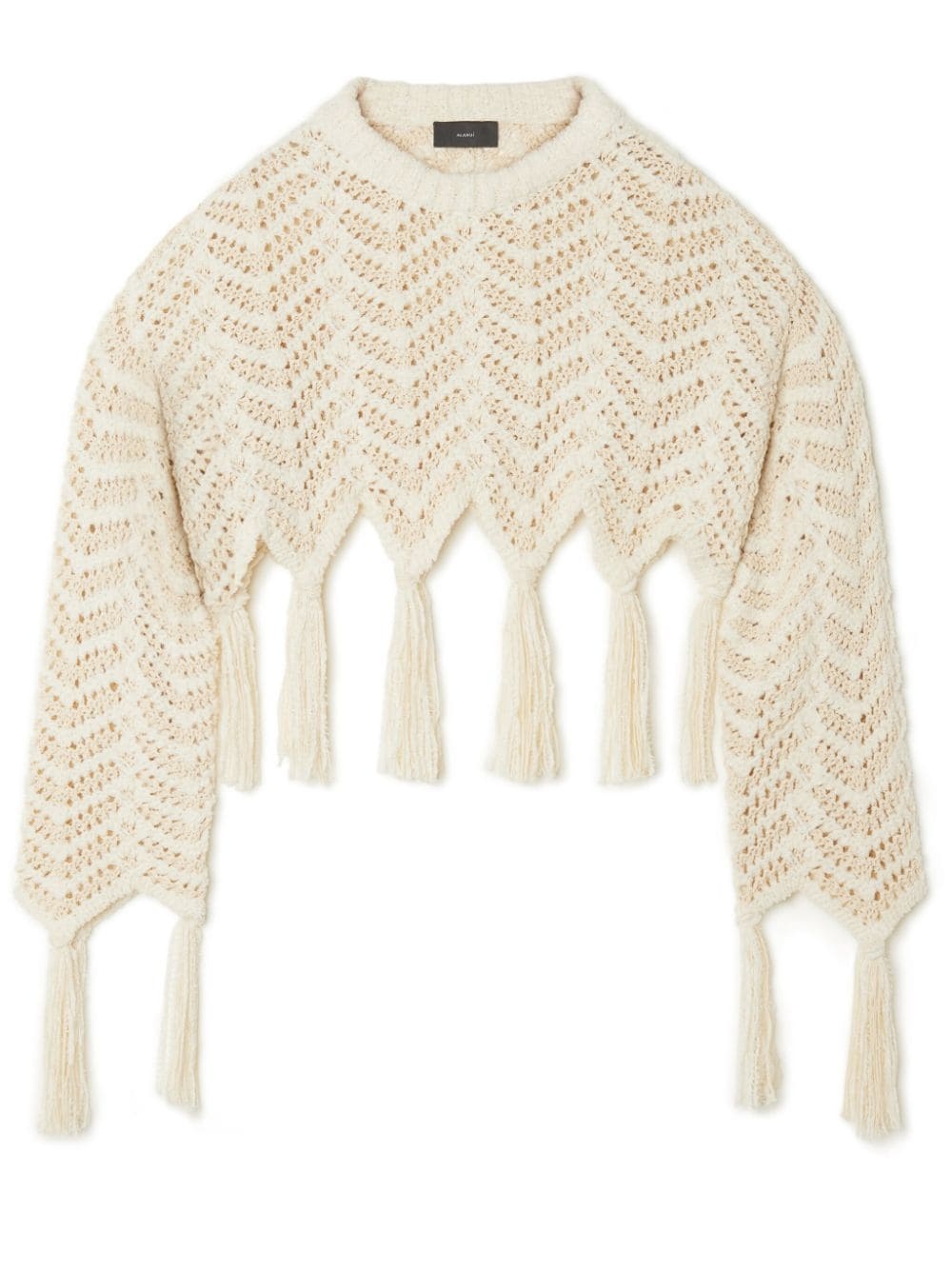 chevron knit fringed cropped jumper - 1