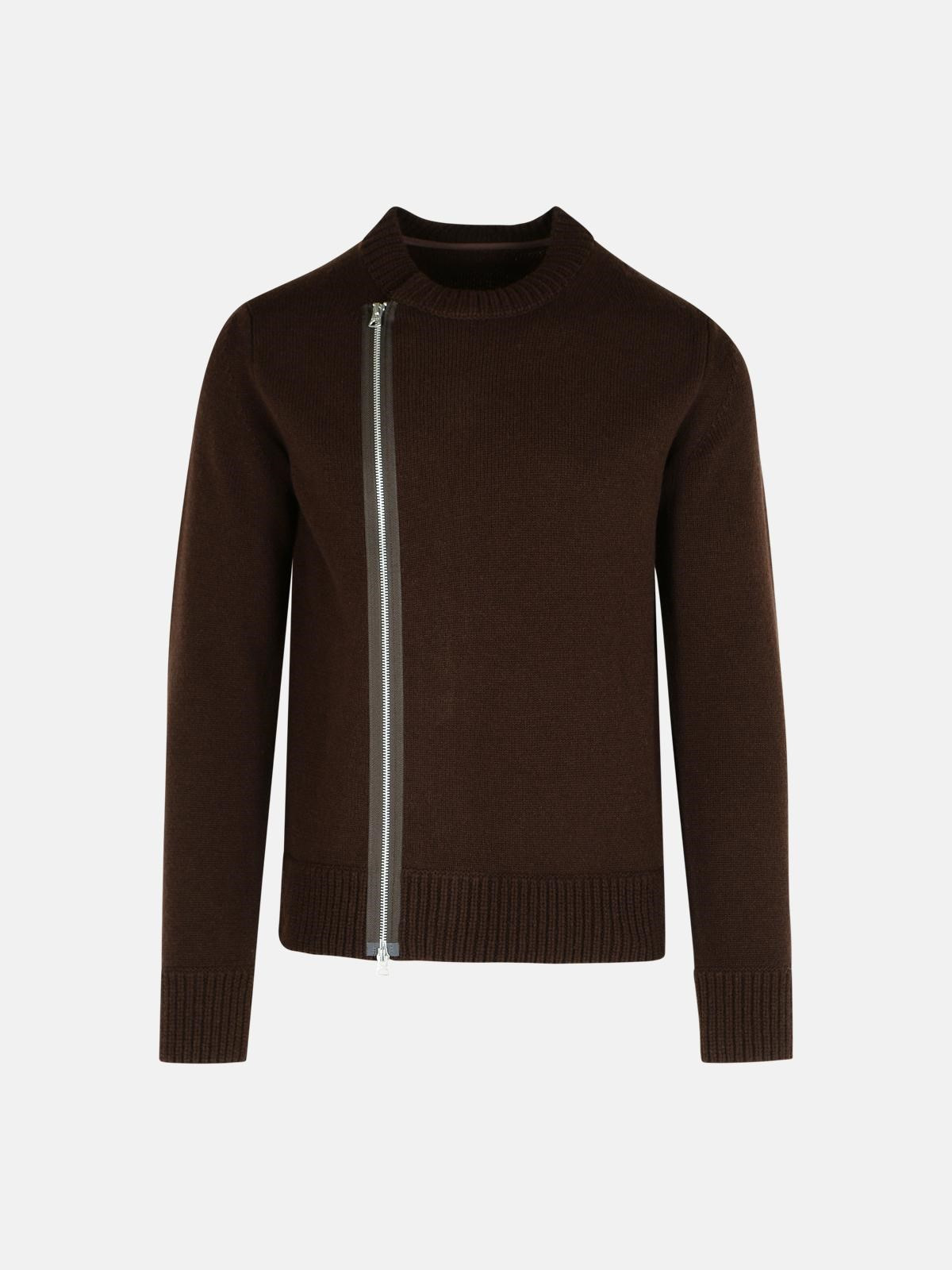 BROWN WOOL SWEATER - 1
