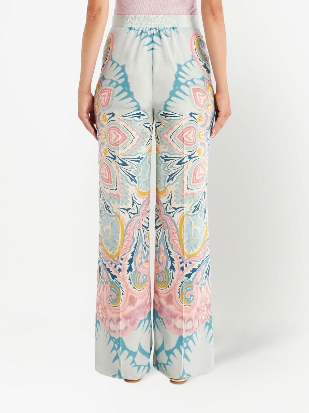 paisley-print satin-finish trousers - 4