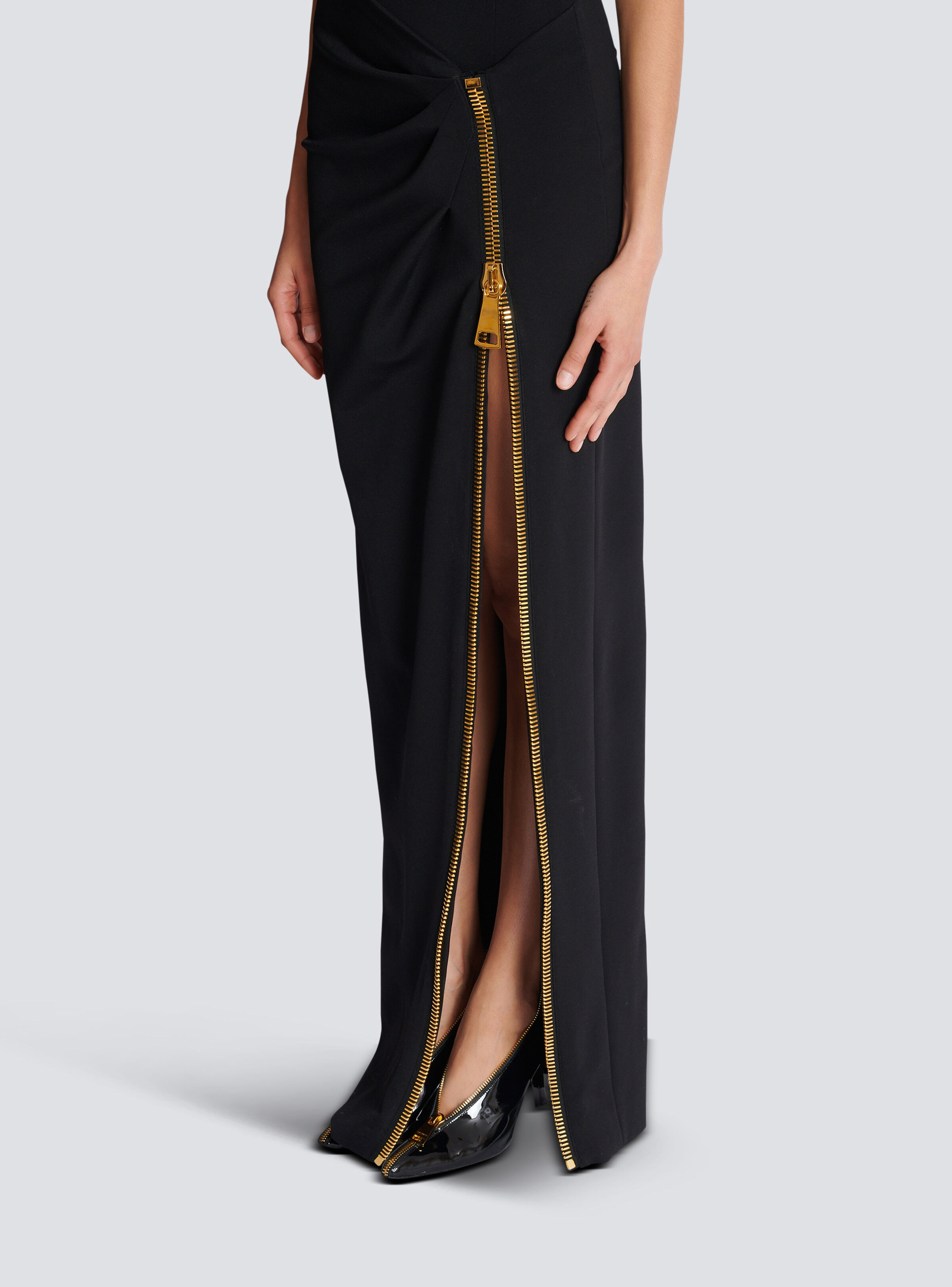 Long jersey dress with leg slit - 8