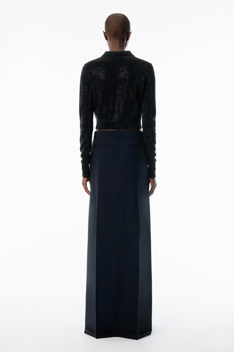 Black Wool-Blend Hotfix Polo Cardigan 4