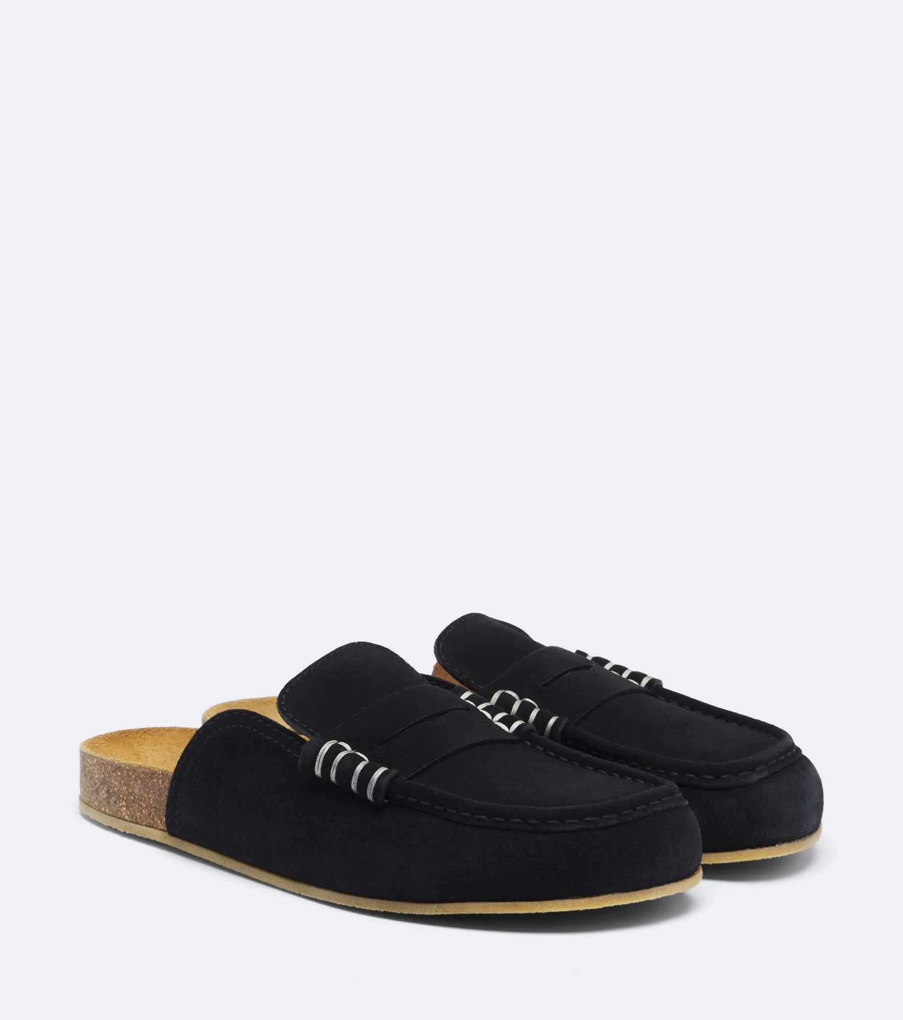 Stitch suede mules - 1