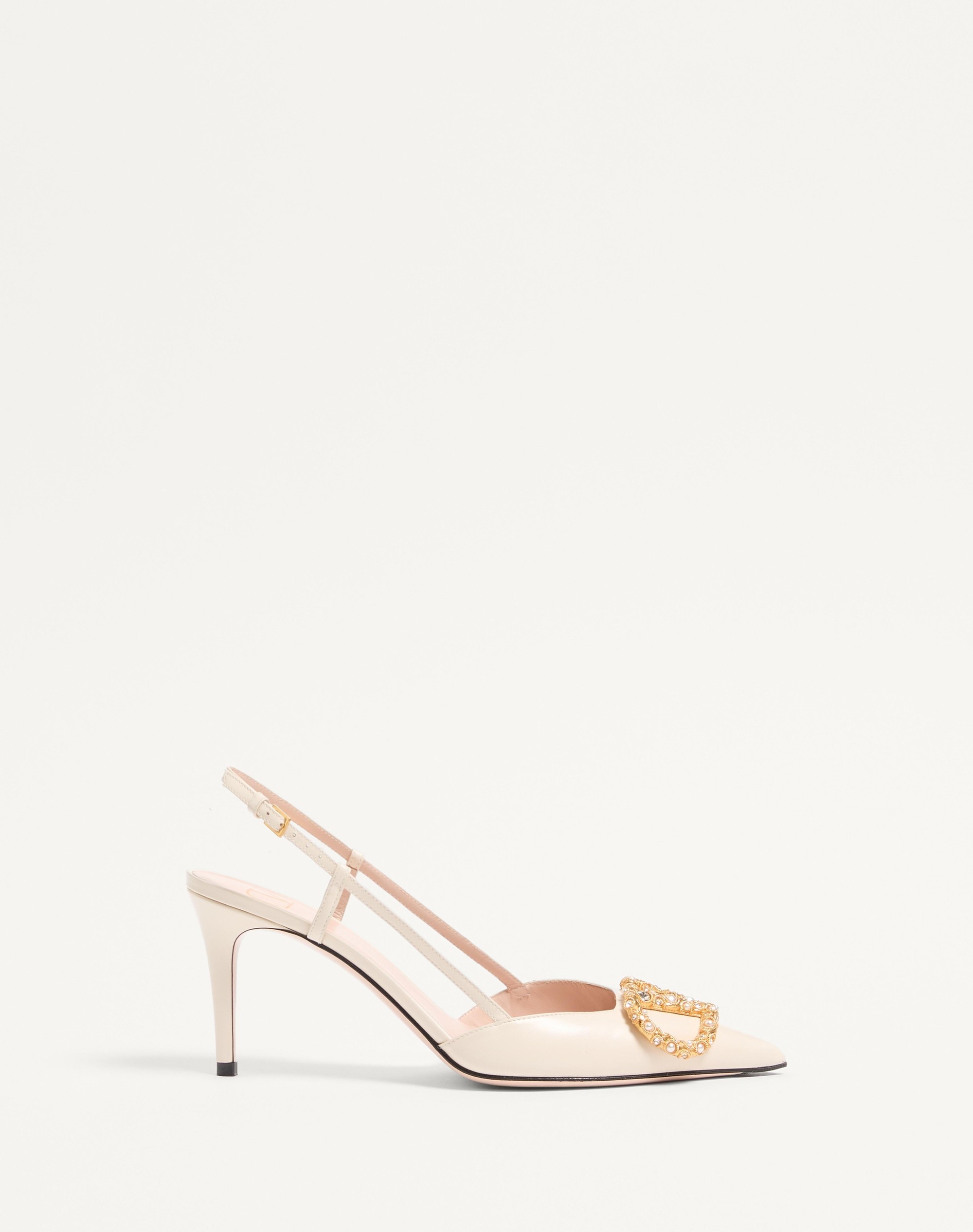 VLOGO SIGNATURE SLINGBACK CALFSKIN PUMP WITH JEWEL LOGO 80MM - 1