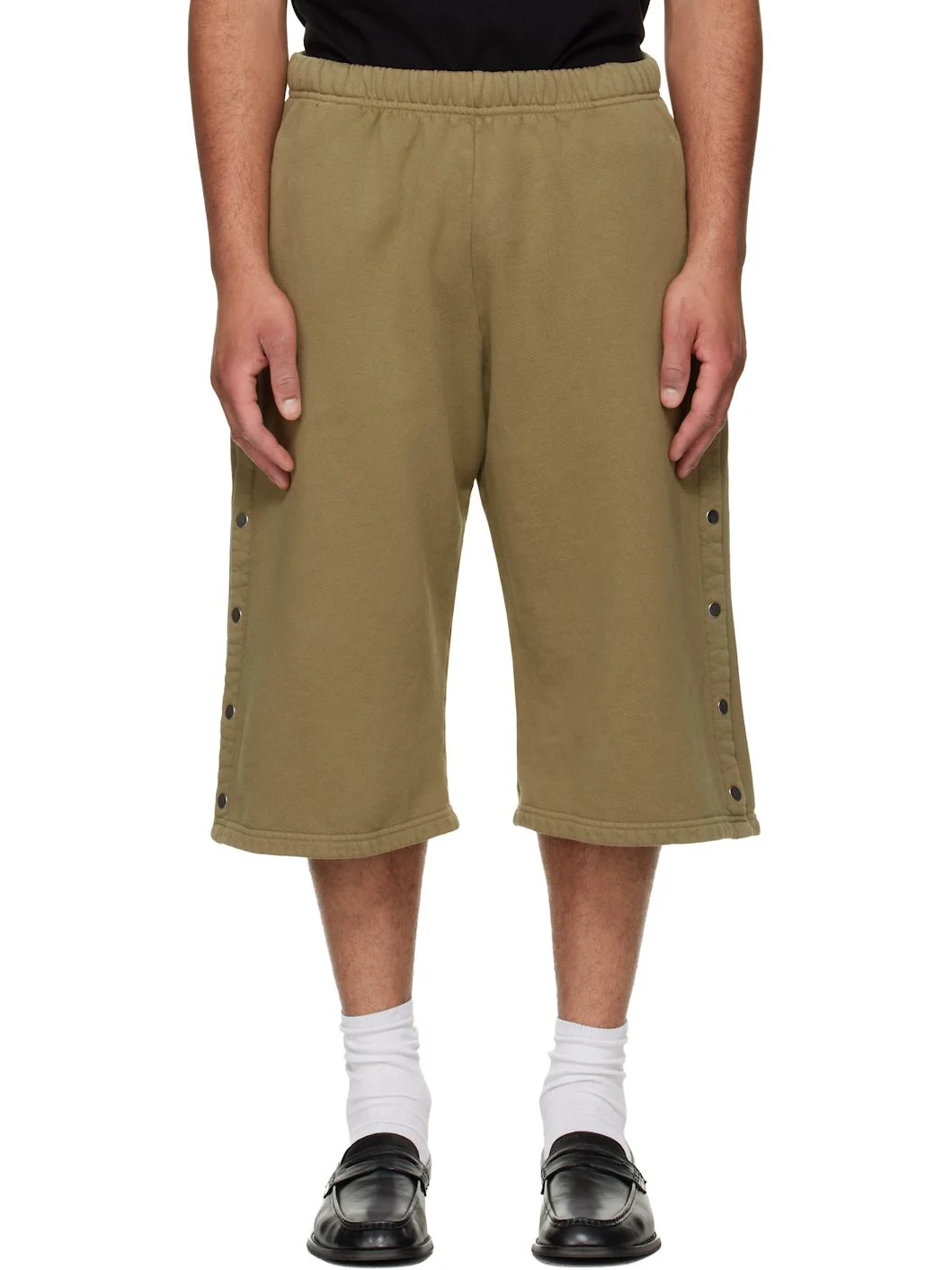 Khaki Part Snap Shorts - 1