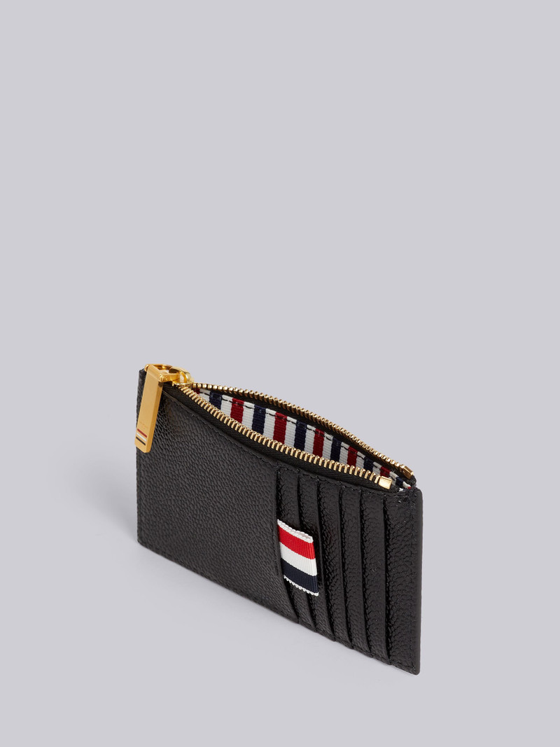 Black Pebble Grain Zippered Card Wallet 3