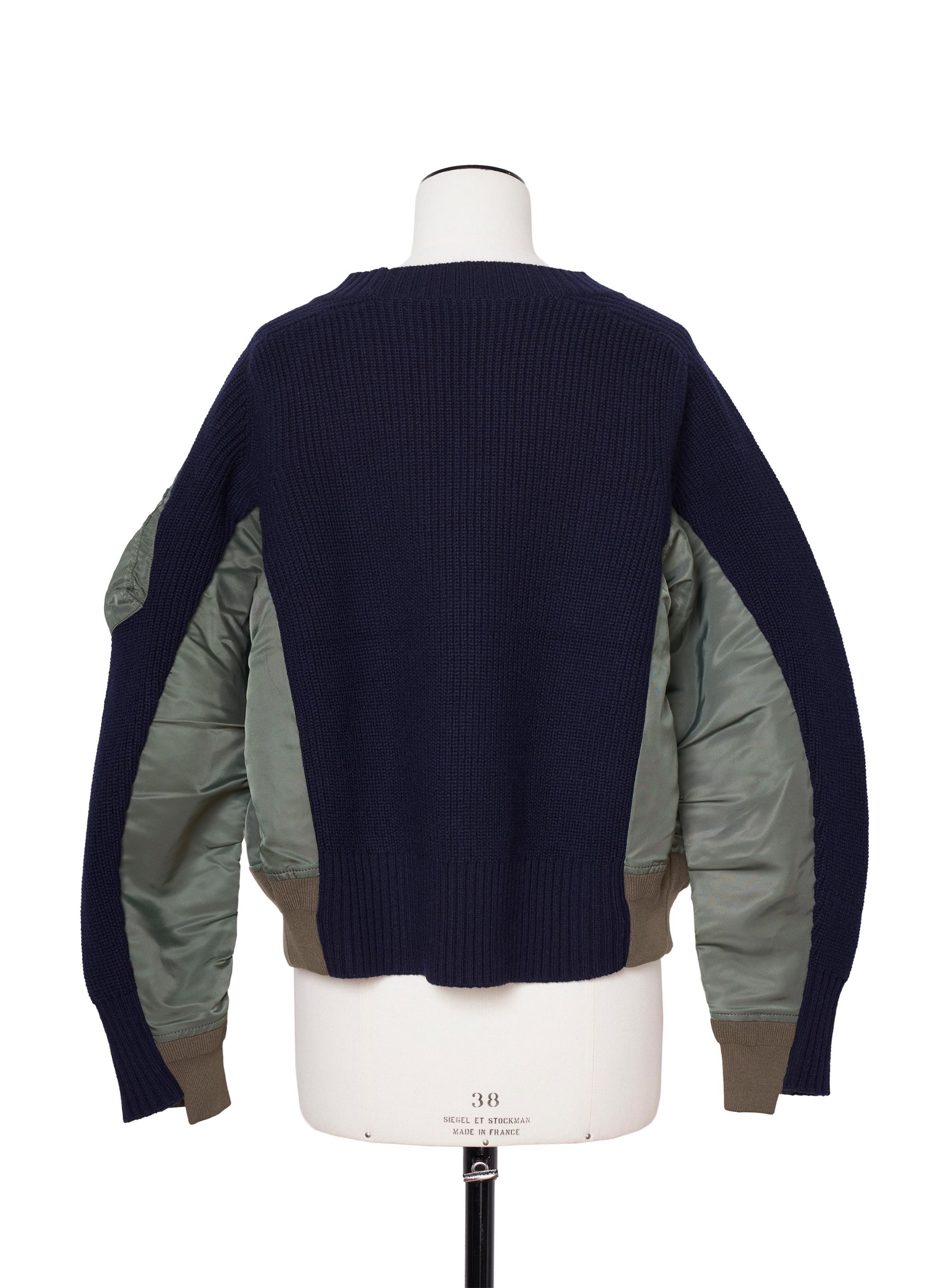 Wool Knit x Nylon Twill Pullover - 3