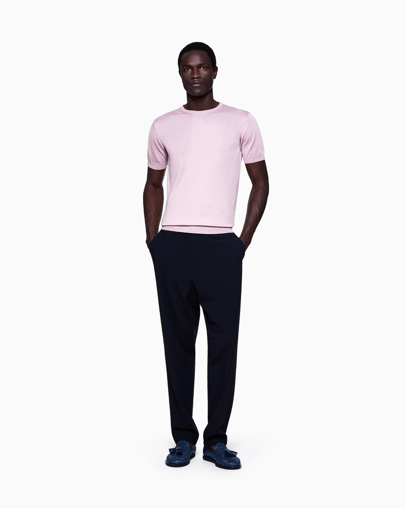 SHORT-SLEEVED, CREW-NECK JUMPER IN SILK AND COTTON 2