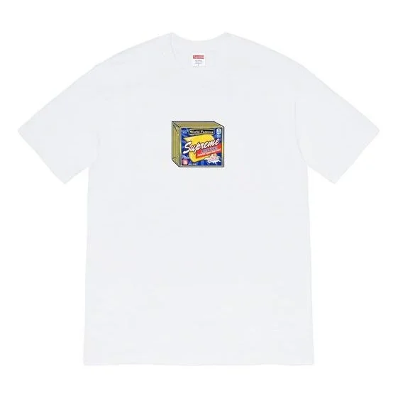 대 FW19 주 7 치즈 티 인쇄 짧은 소매 Unisex 화이트 SUP-FW19-758 - 1