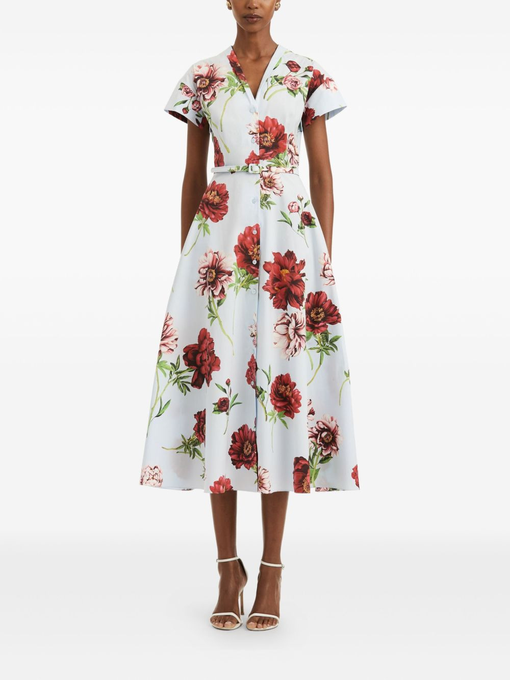 floral-print belted midi dress - 2