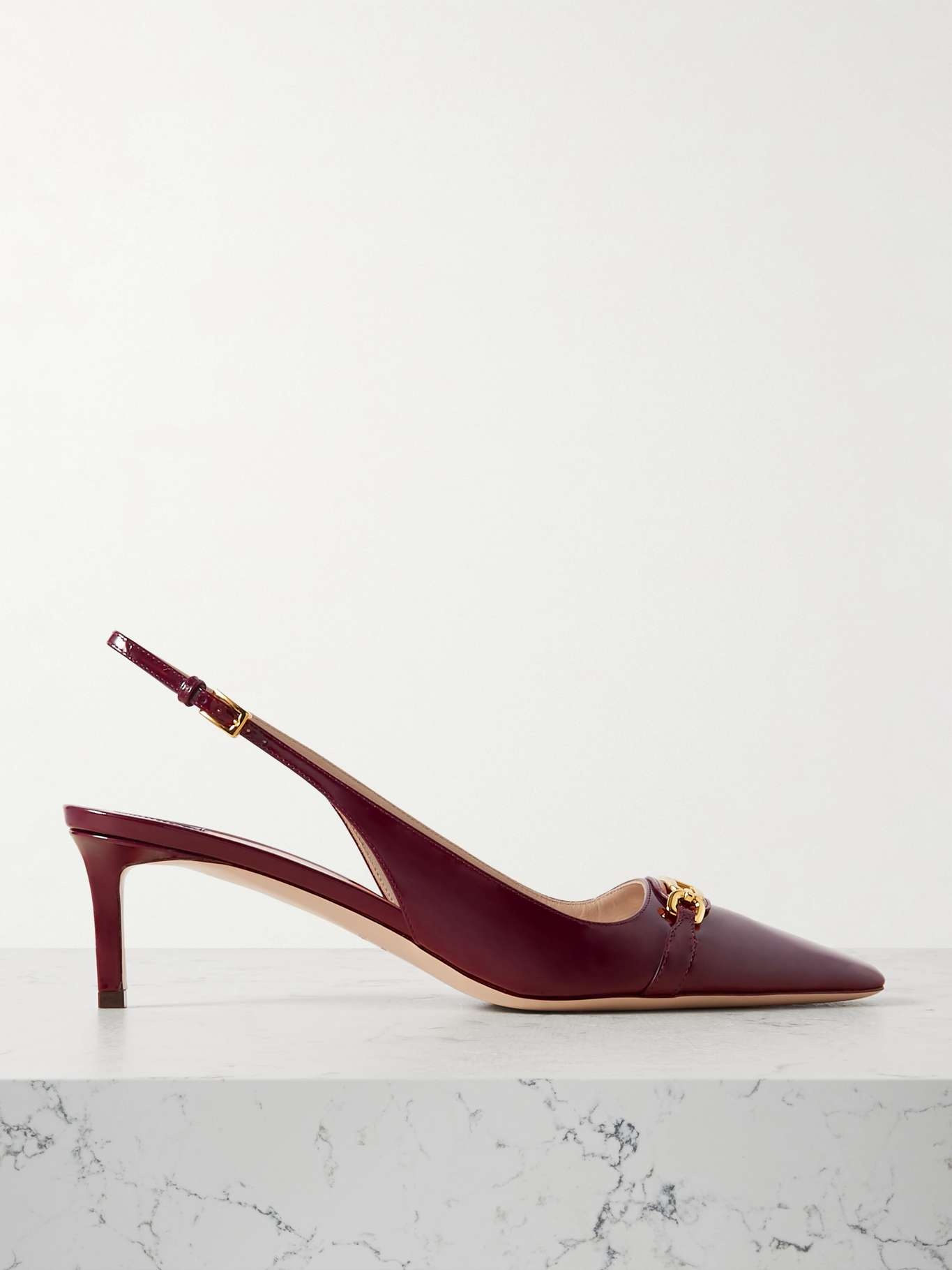 Embellished patent-leather slingback pumps - 1