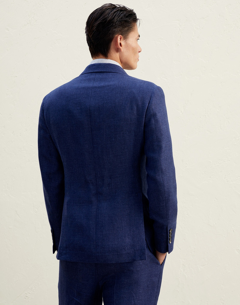 Brunello Cucinelli Linen, wool and silk diagonal deconstructed Cavallo blazer outlook