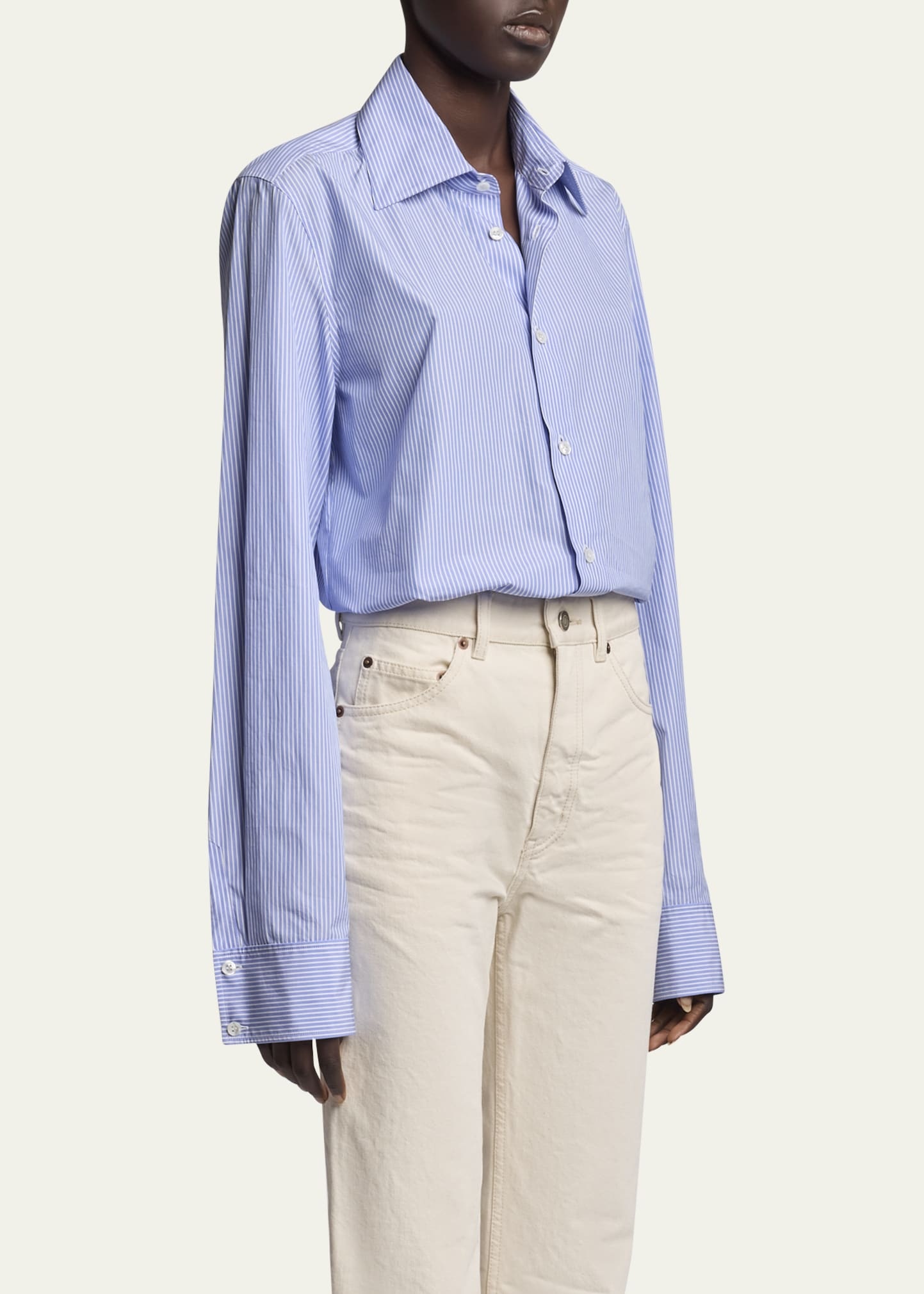 Stripe Button Down Blouse - 4