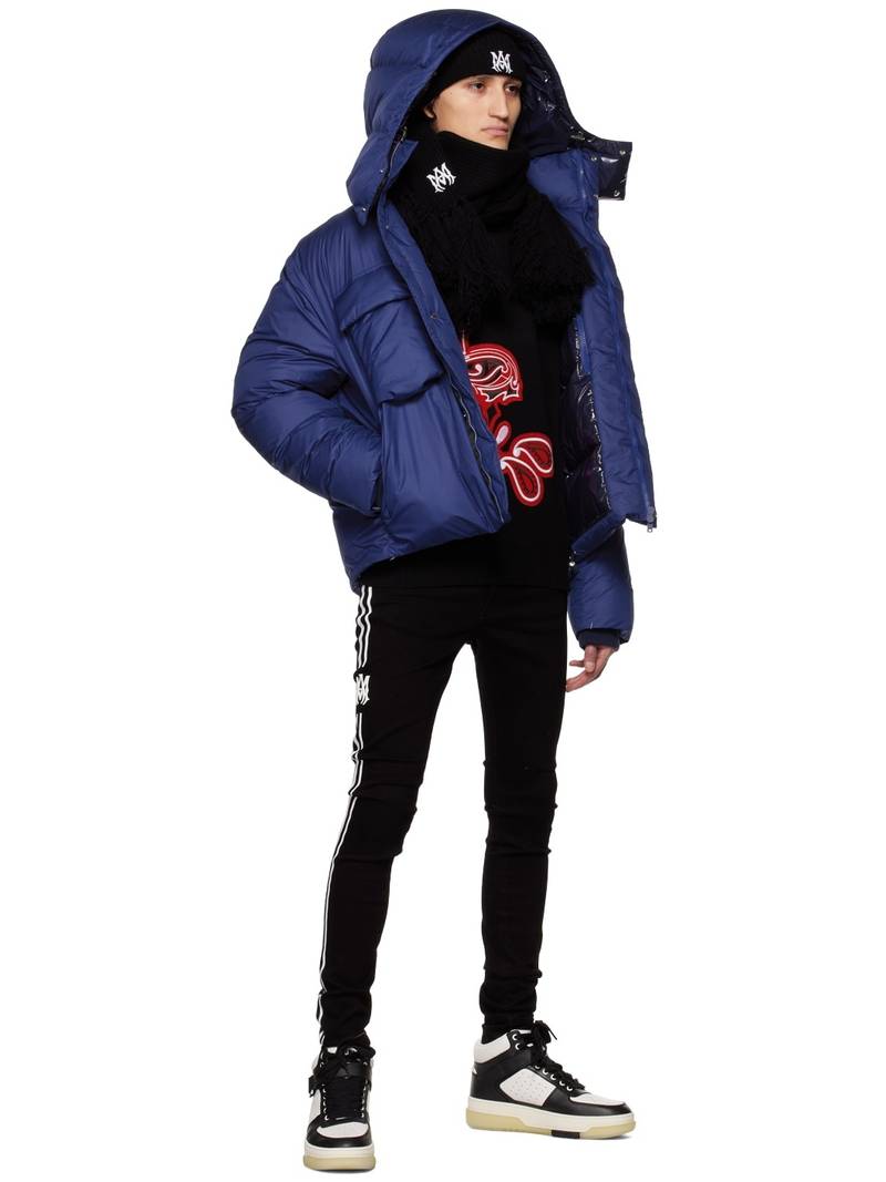 AMIRI Blue Hooded Down Jacket outlook
