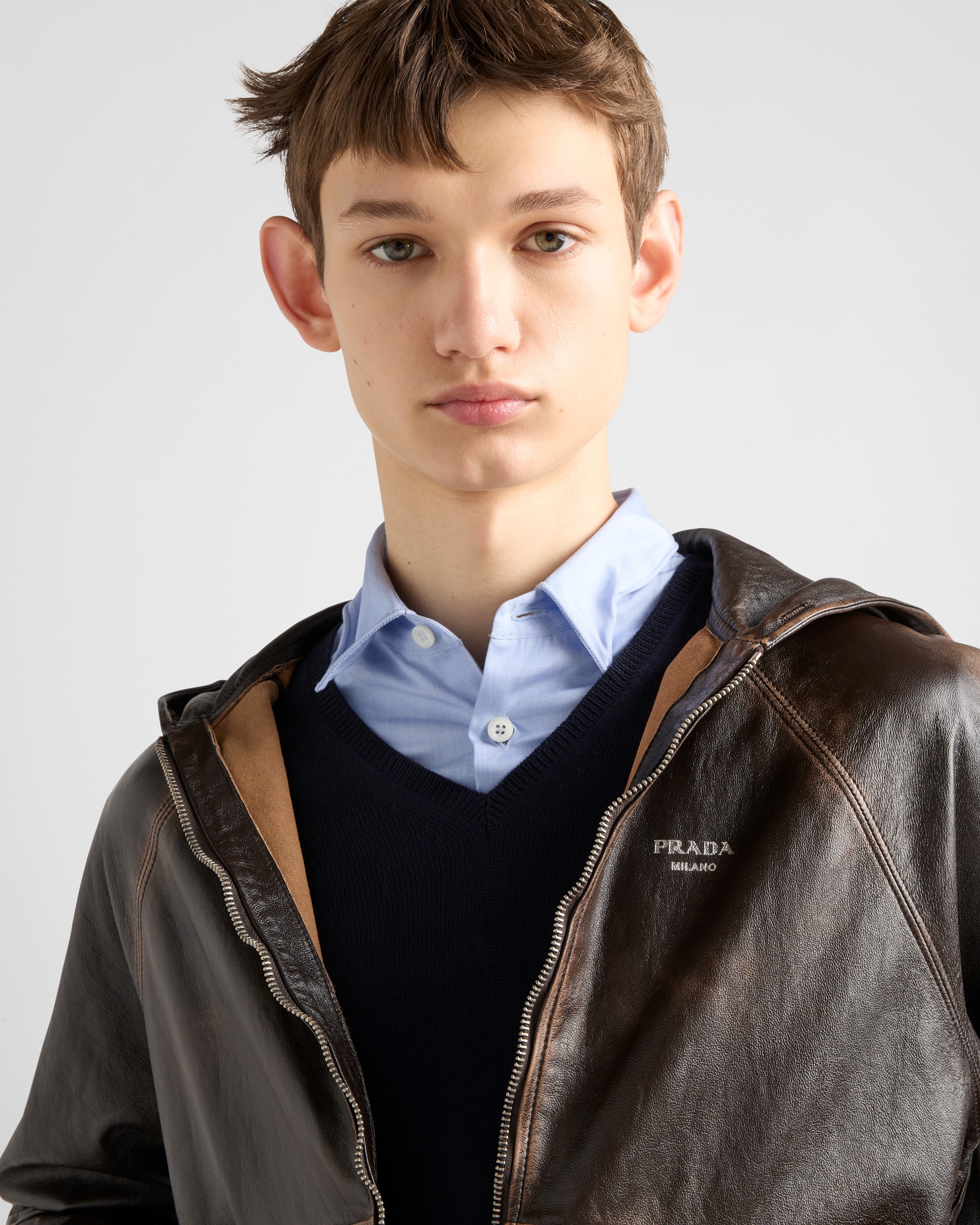 Nappa leather hoodie jacket - 3