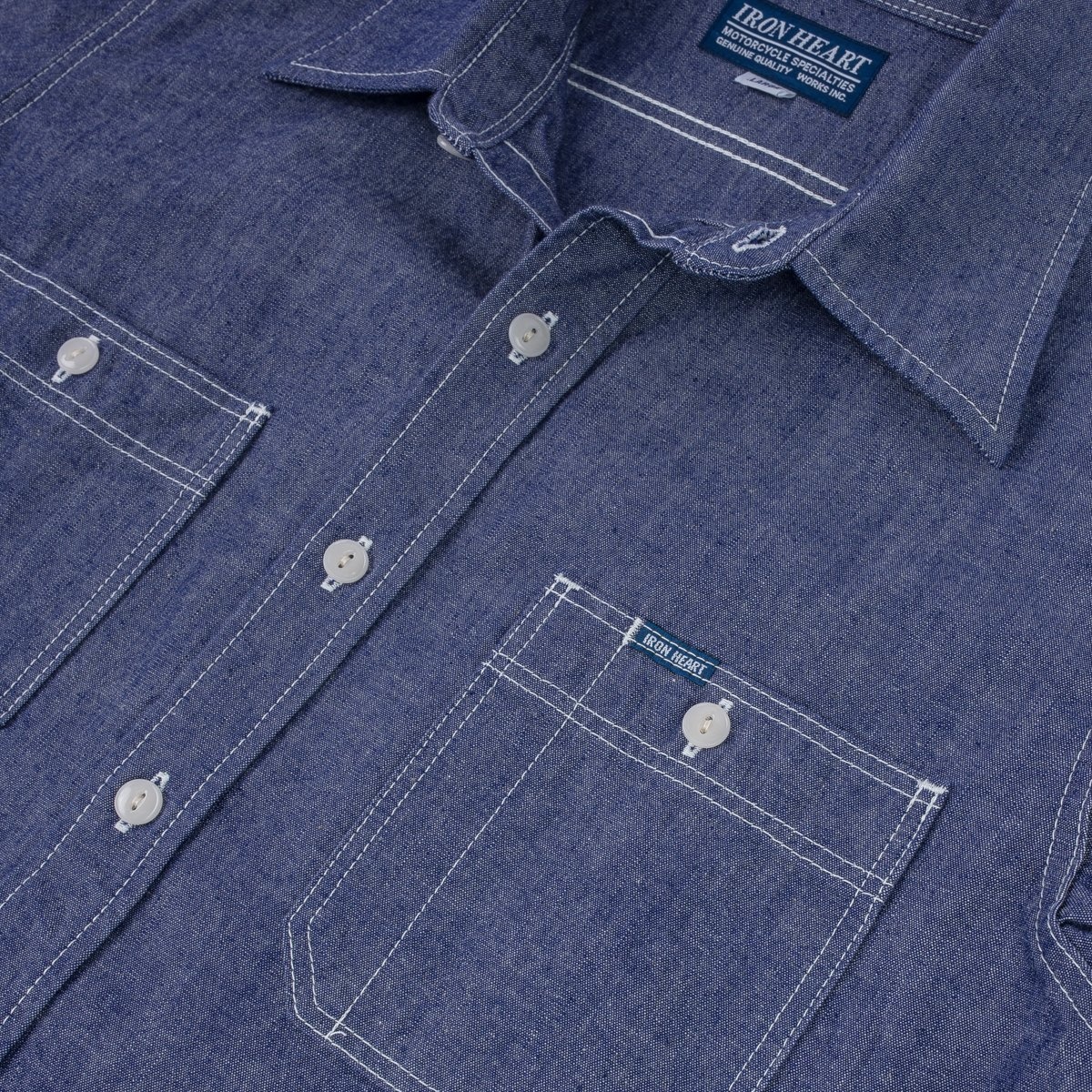 IHSH-363-NAV 10oz Organic Chambray Work Shirt - Navy Blue - 10