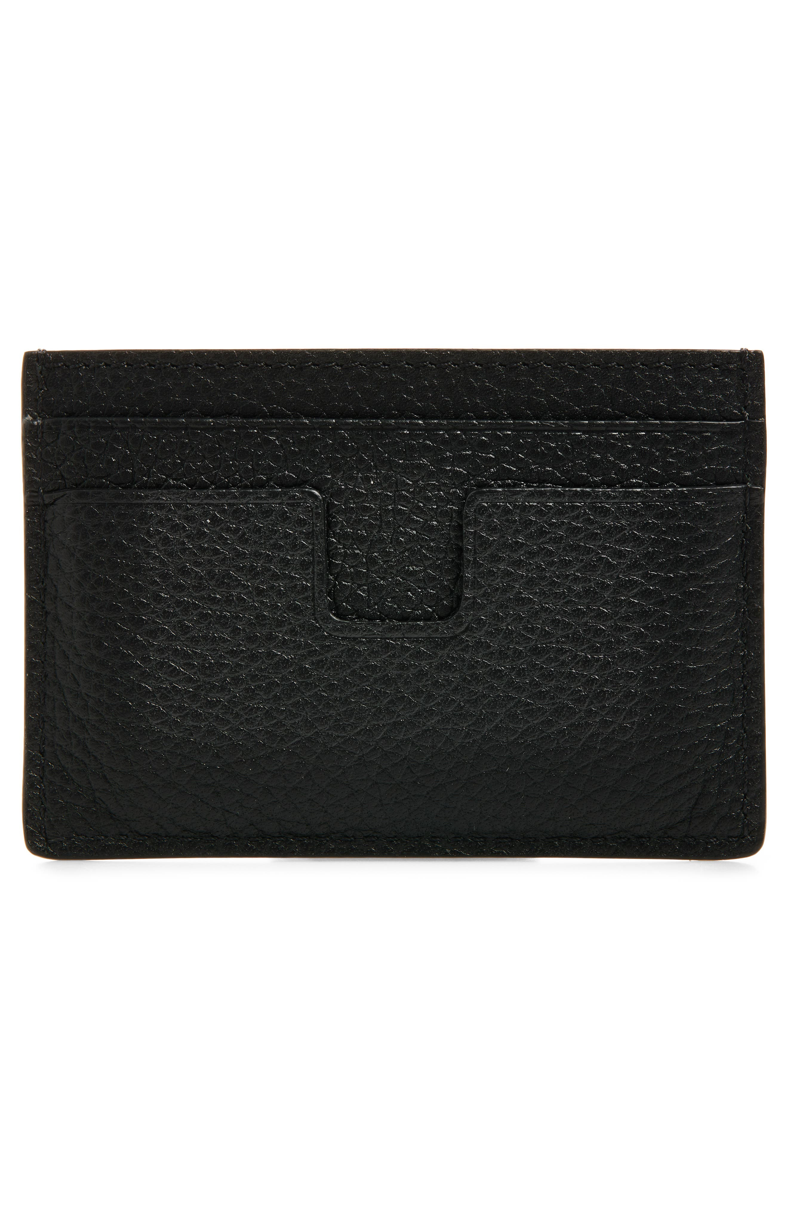 TOM FORD T-Line Soft Grain Leather Card Holder in 1N001 Black at Nordstrom - 3