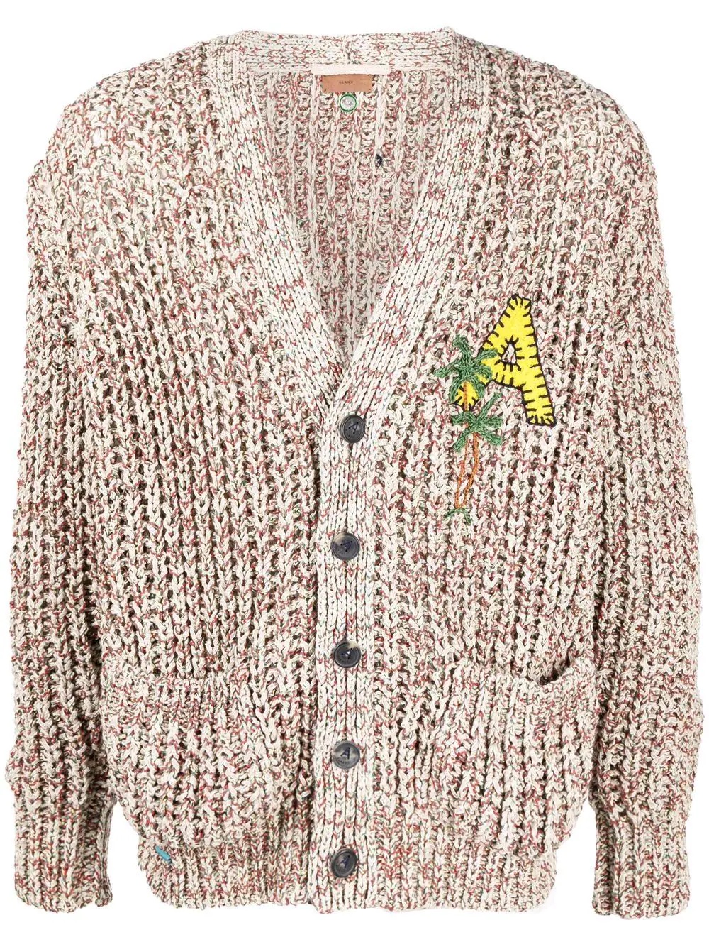 letter-patch knitted cardigan - 1