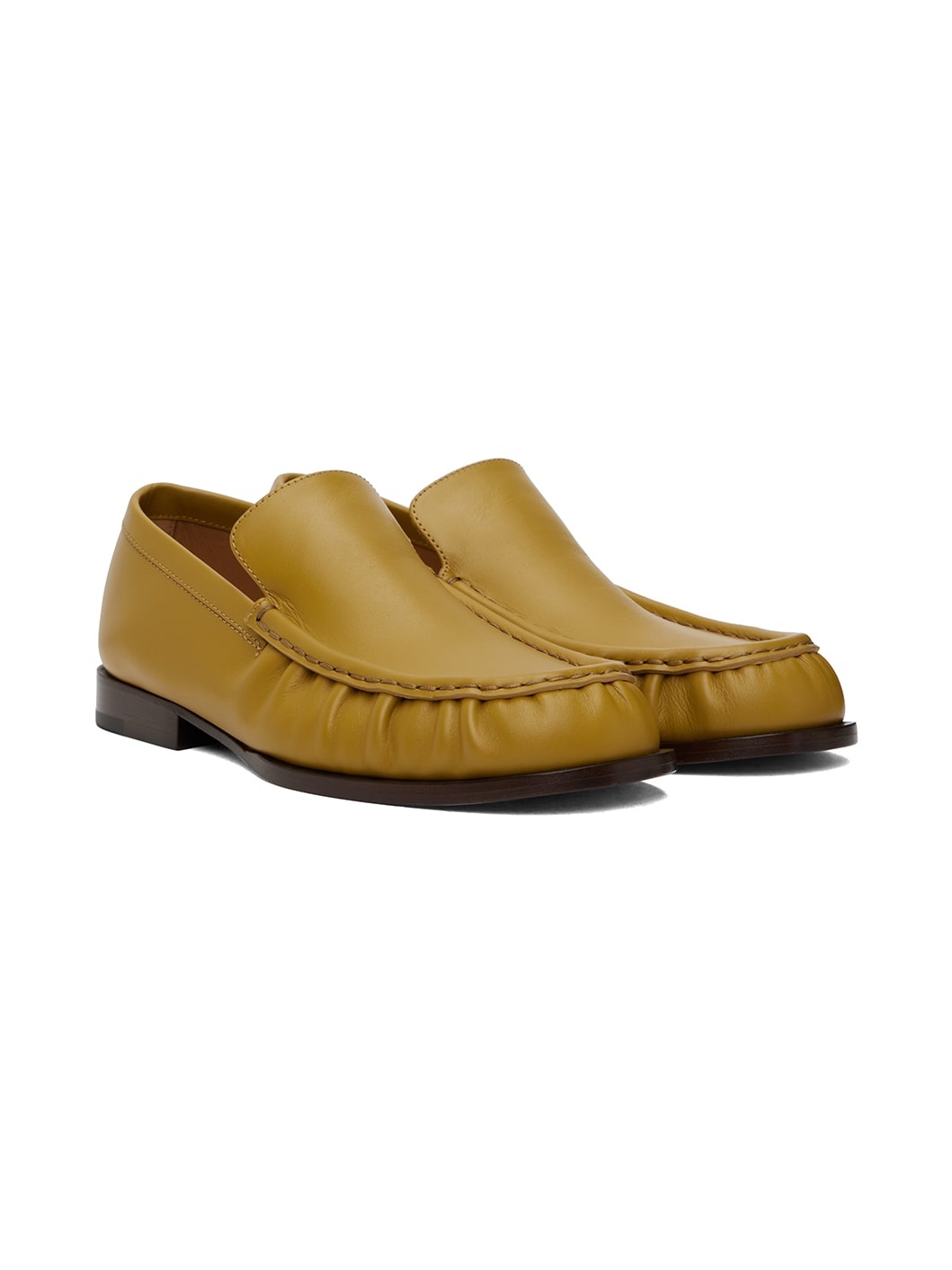 Yellow Leather Loafers - 4