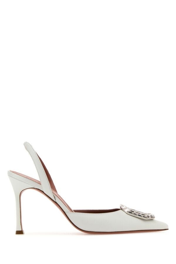 White nappa leather Camelia pumps - 1