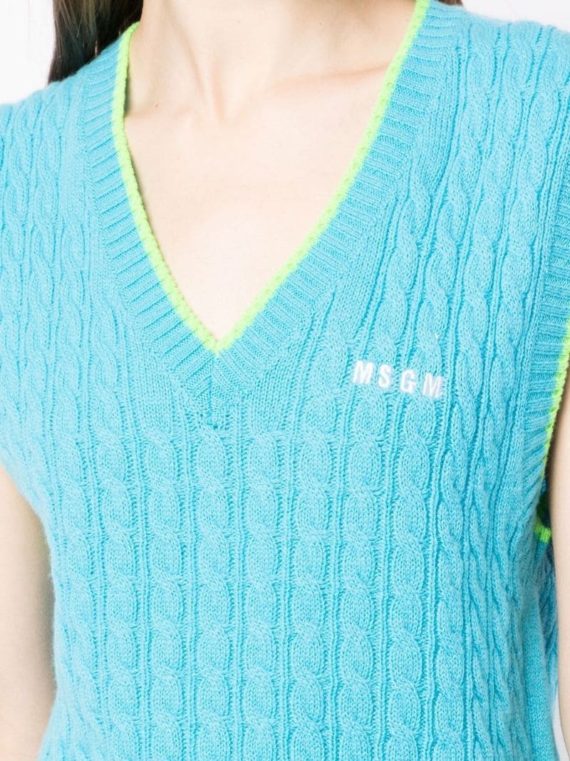 embroidered-logo knit vest - 6