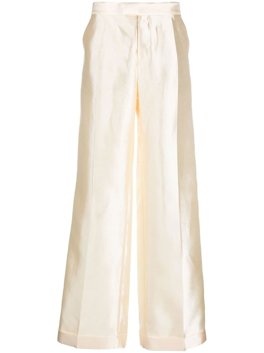 straight-leg silk trousers - 1