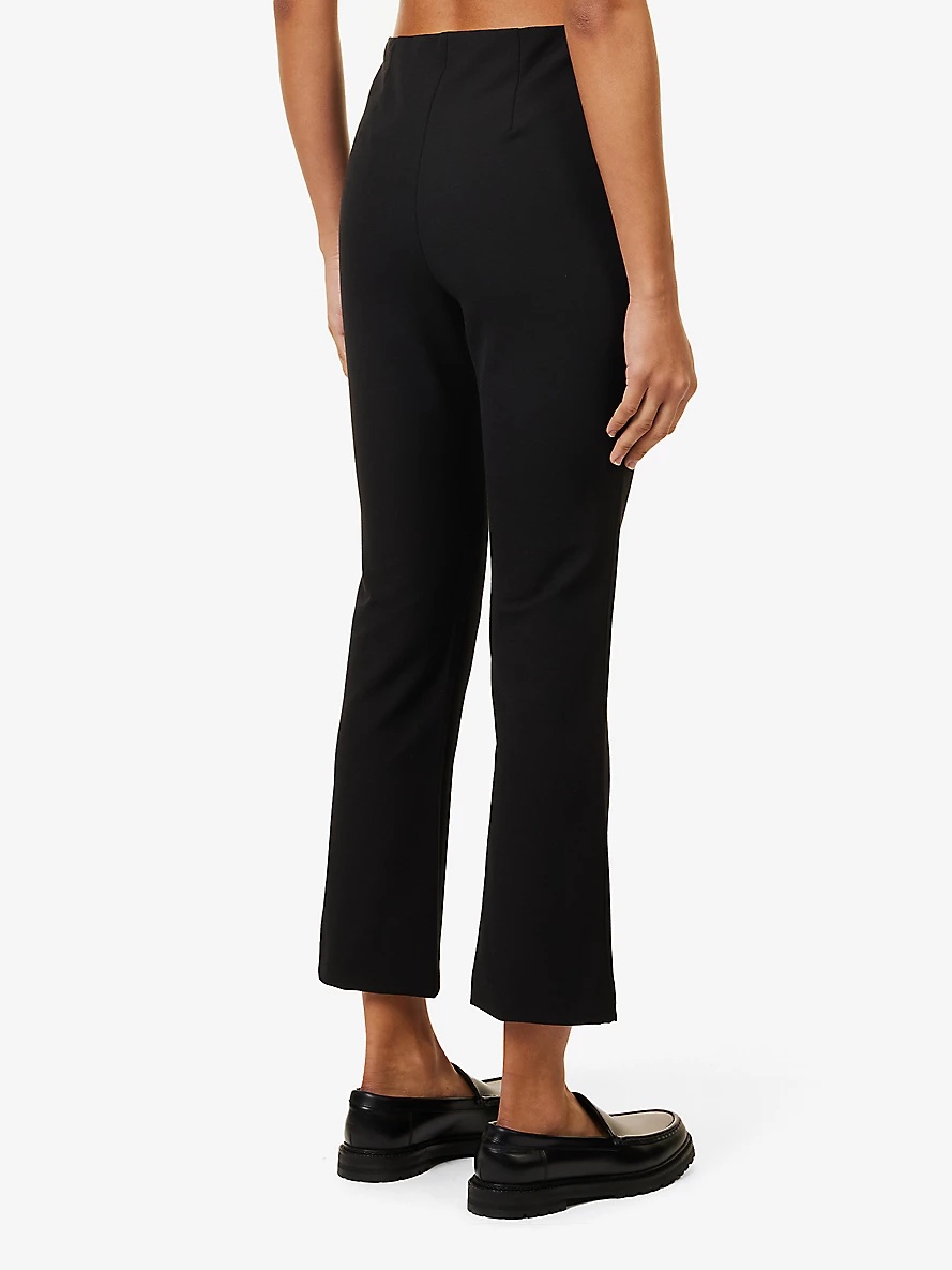 Elasticated-waist straight-leg mid-rise stretch-woven trousers - 4