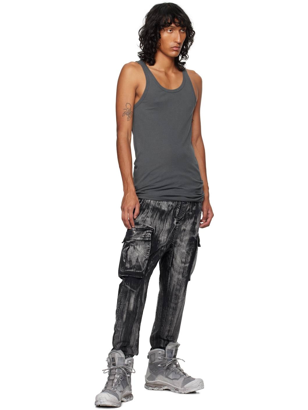 Black P21B Denim Cargo Pants - 4