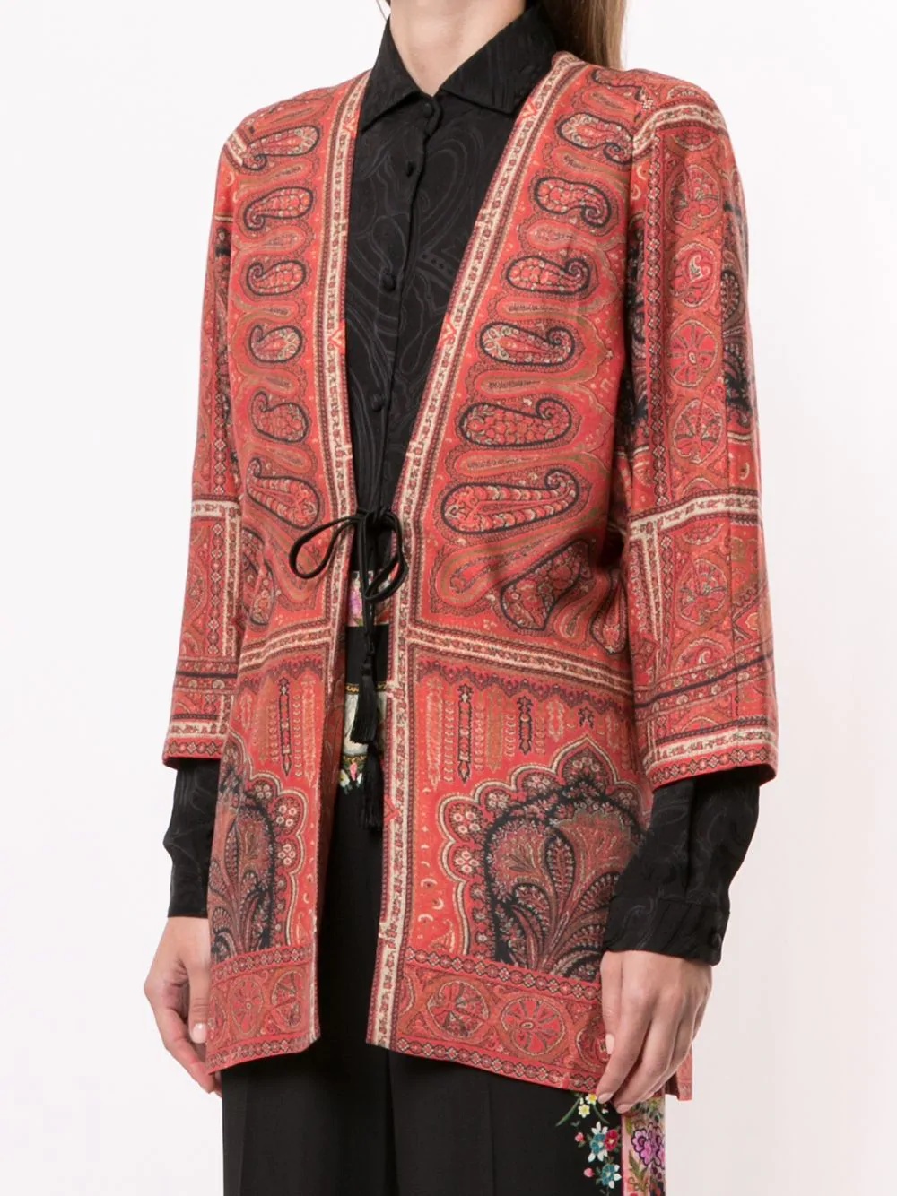 tie-fastening paisley cardigan - 3