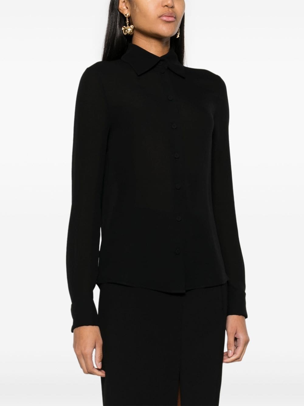 long-sleeved silk shirt - 3