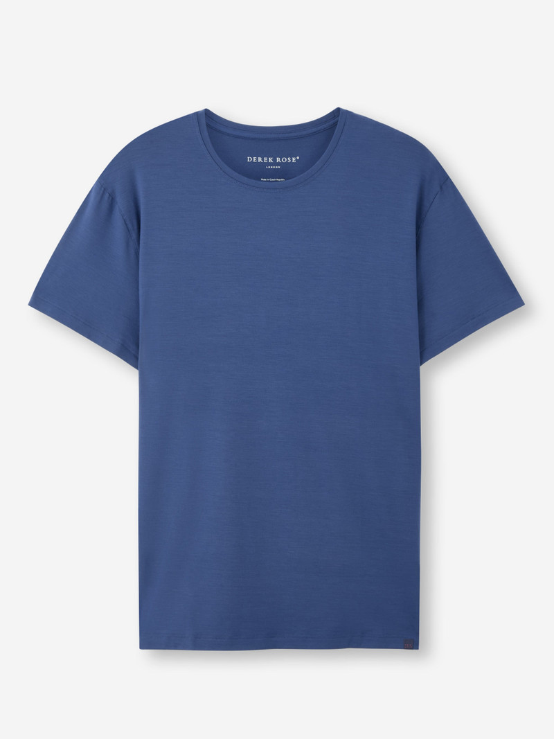 Derek Rose Men's T-Shirt Basel Micro Modal Stretch Sapphire outlook