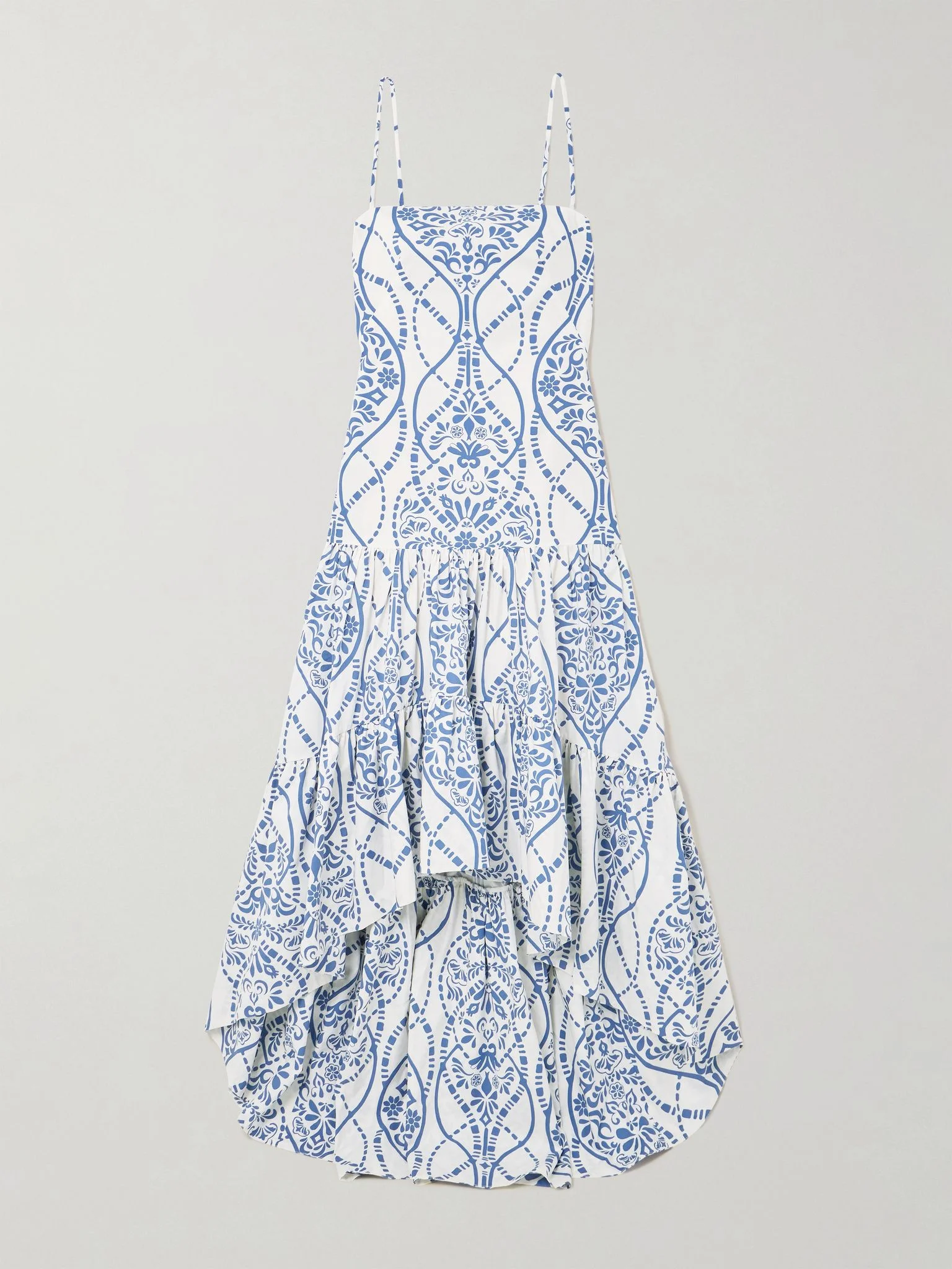 Joyah Colonial printed tiered asymmetric maxi dress Navy - 1
