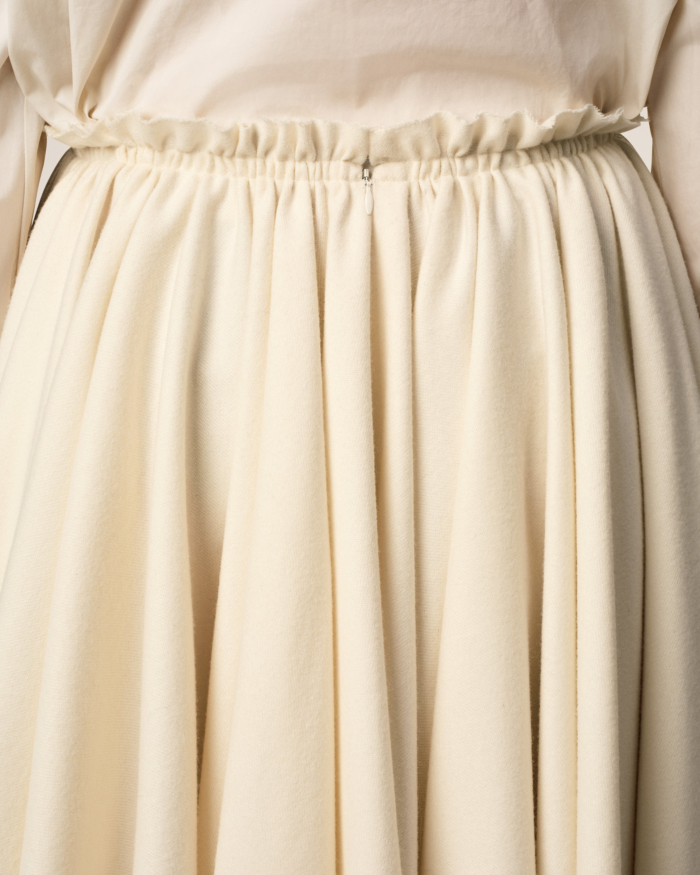 WHITE WOOL MIDI COROLLA SKIRT - 5