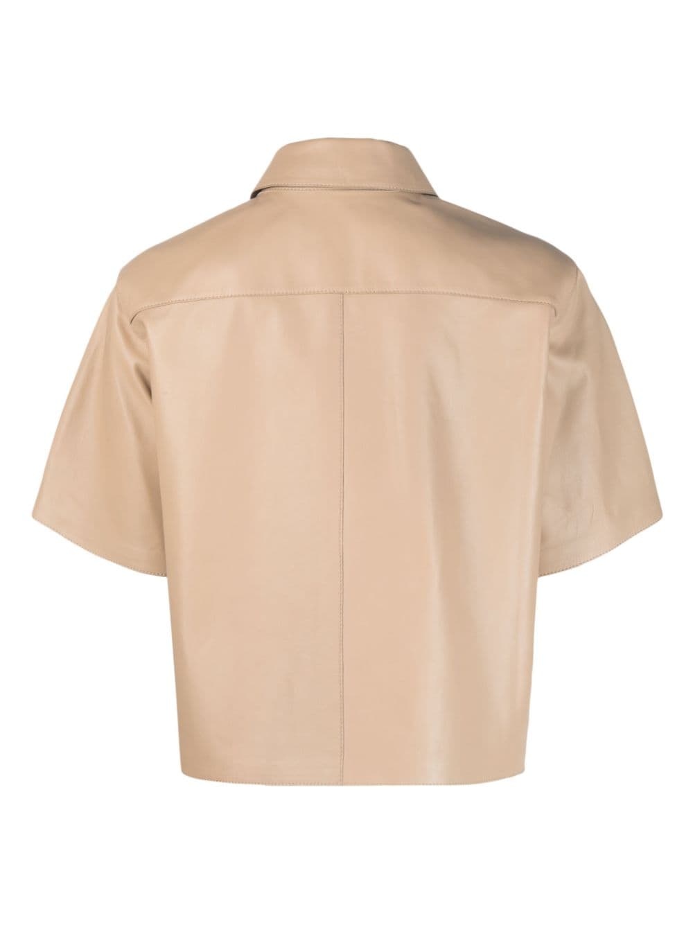 short-sleeve lambskin shirt - 2