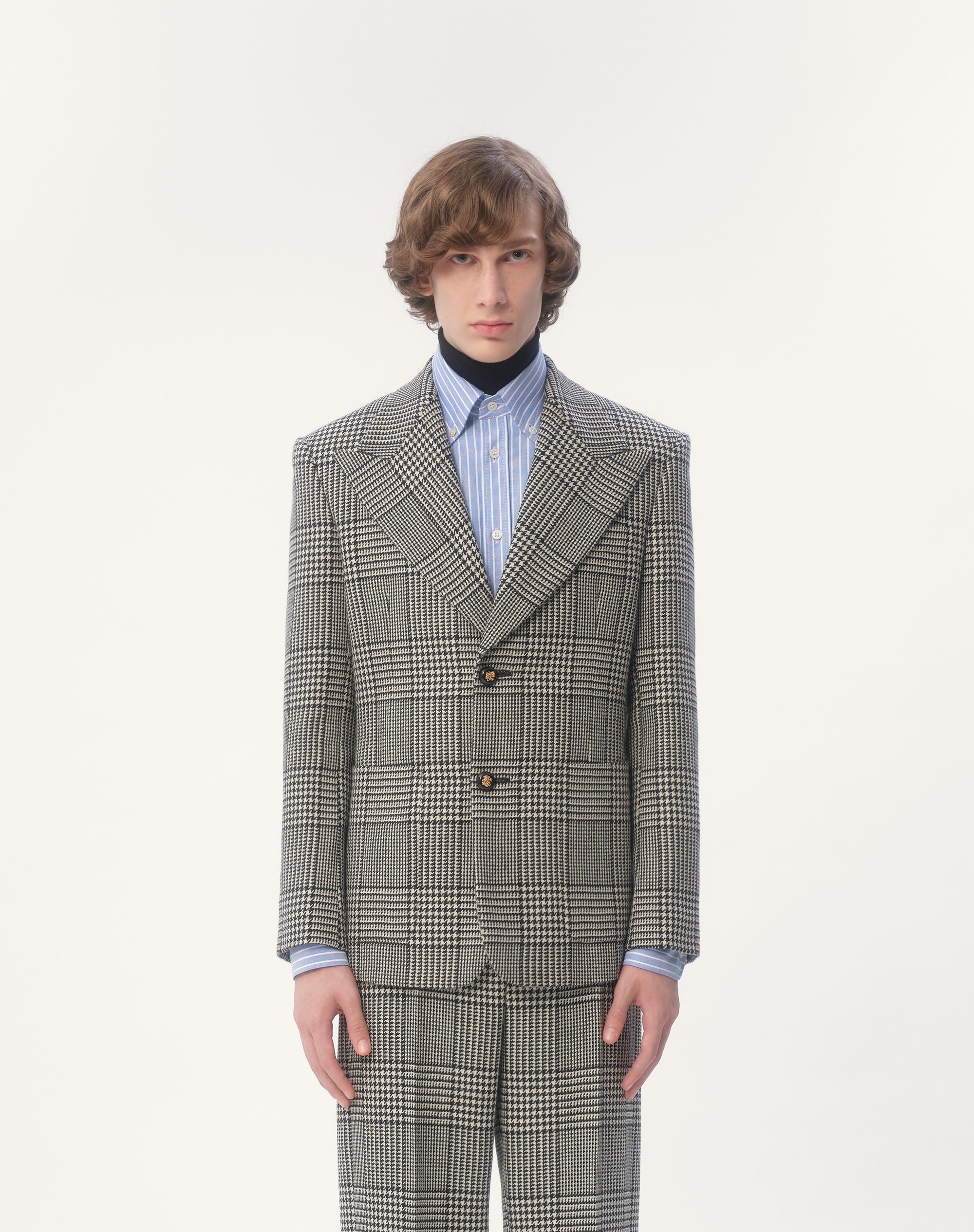 SINGLE-BREASTED WOOL JACKET WITH CHECK PATTERN ON HOUNDSTOOTH - 6