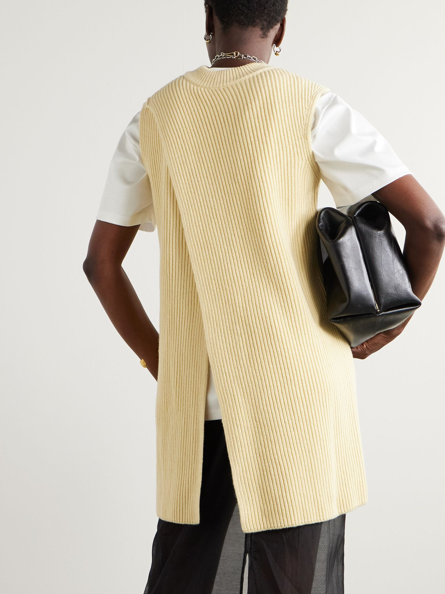 Ribbed wool vest Beige - 3