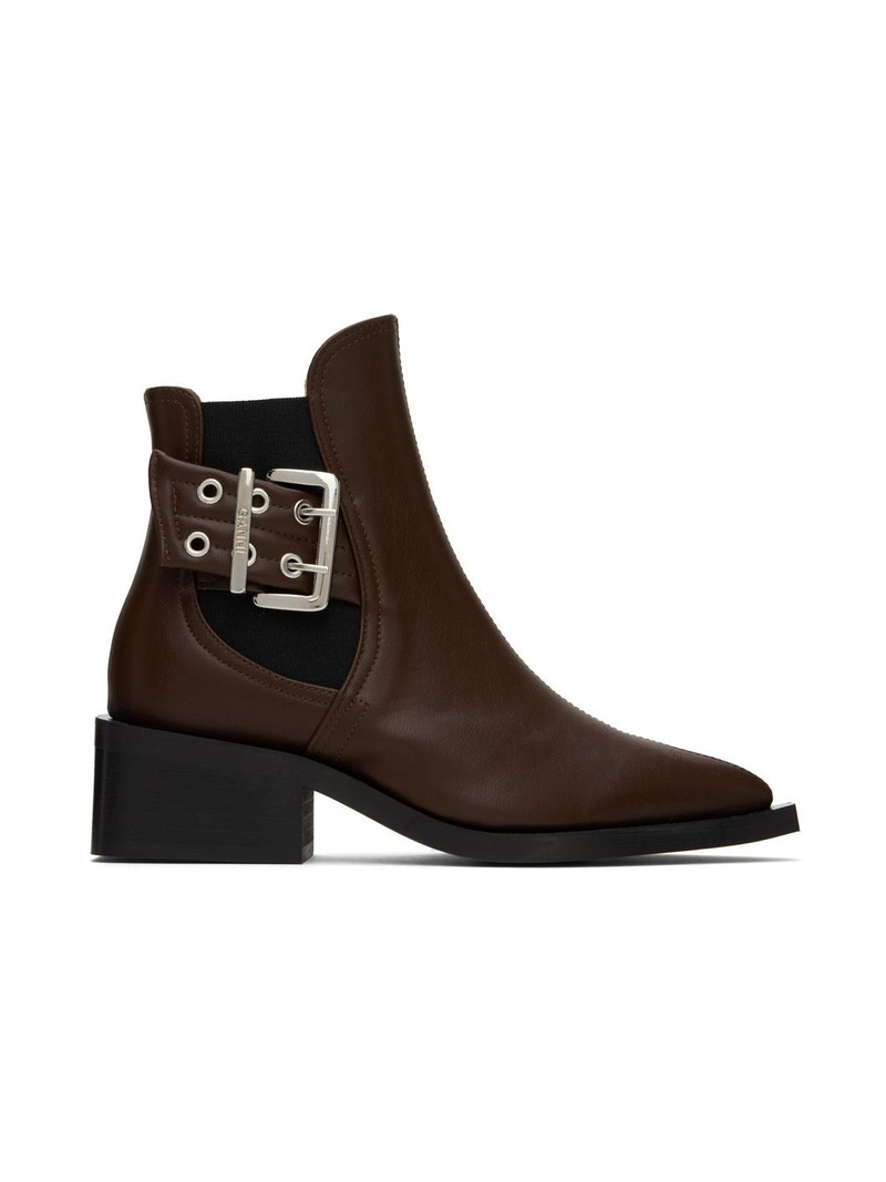 Brown Feminine Buckle Chelsea Boots 1