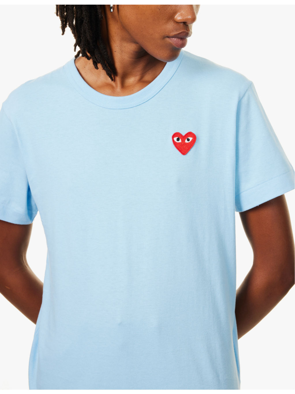Heart-embroidered round-neck cotton-jersey T-shirt - 5