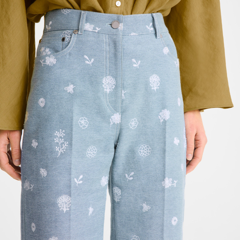 Jeans Sky Blue - Embroidered denim 4