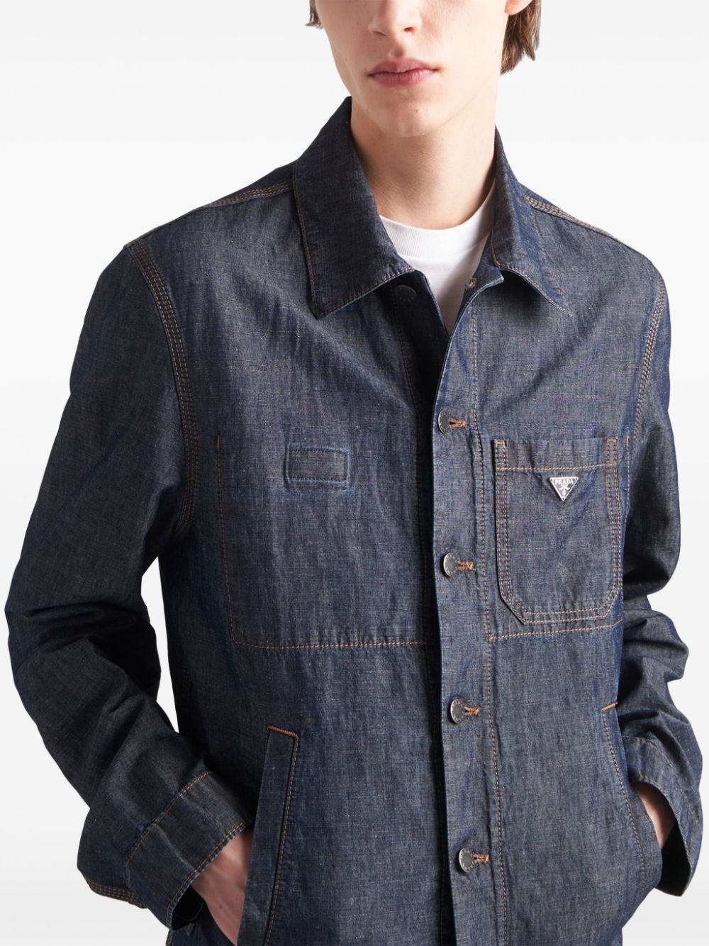 triangle-logo shirt jacket - 5