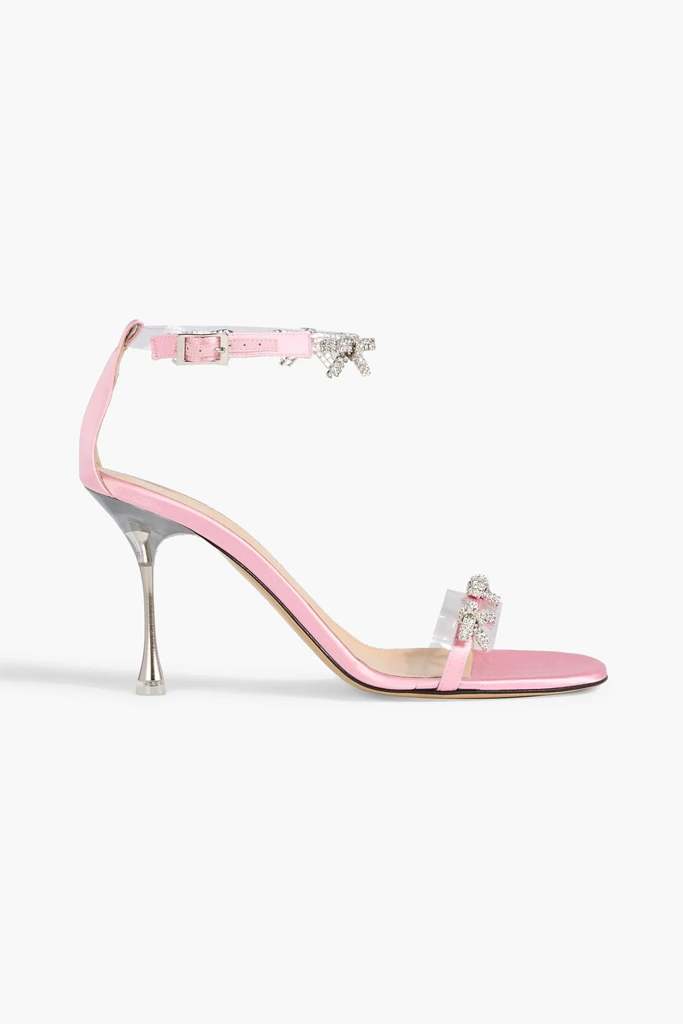 Floating Crystal Bow embellished satin and PVC sandals - 1