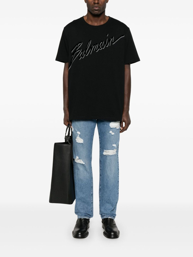 Balmain flocked-logo T-shirt outlook