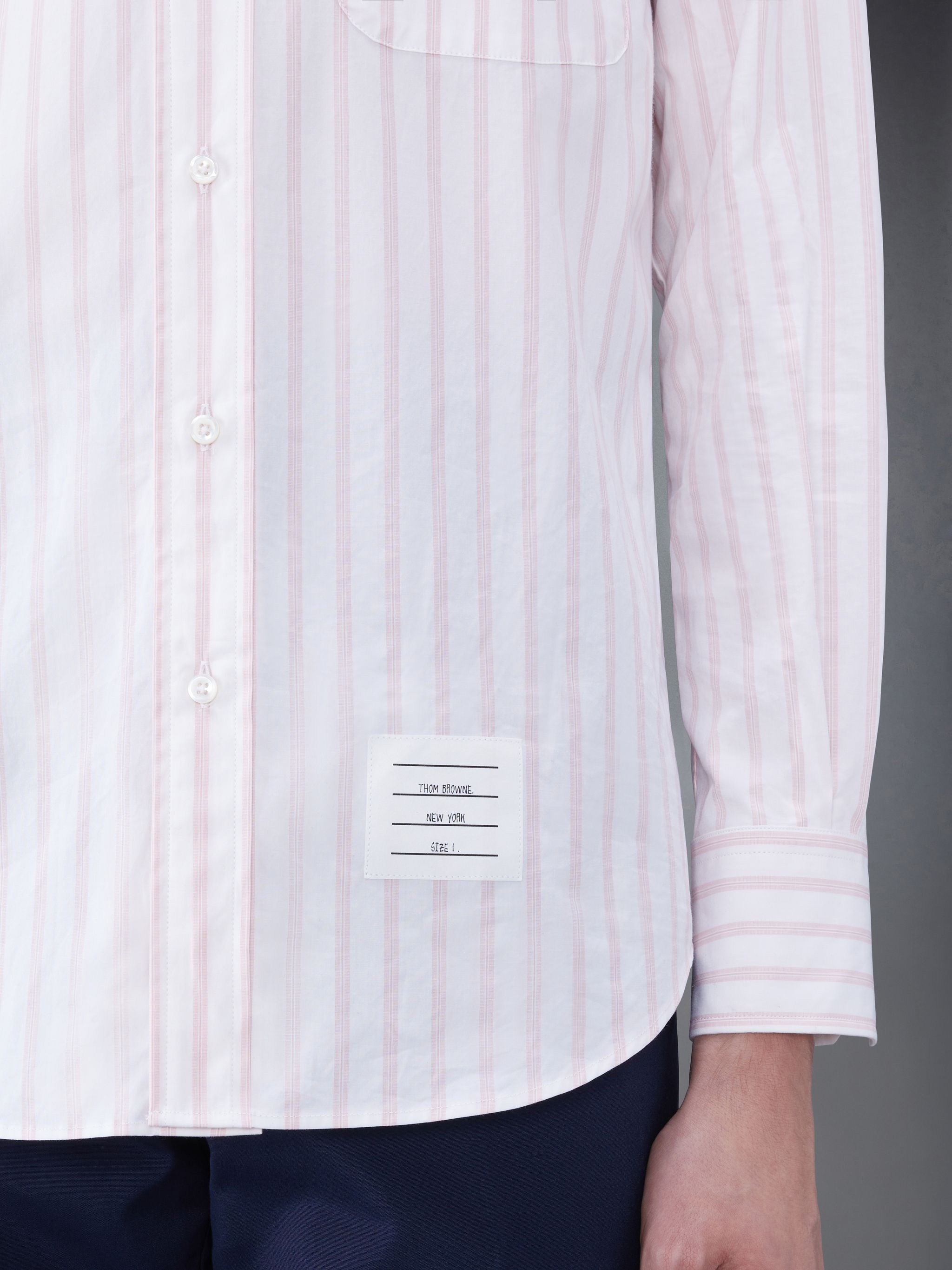 Stripe Poplin Round Collar Shirt - 6
