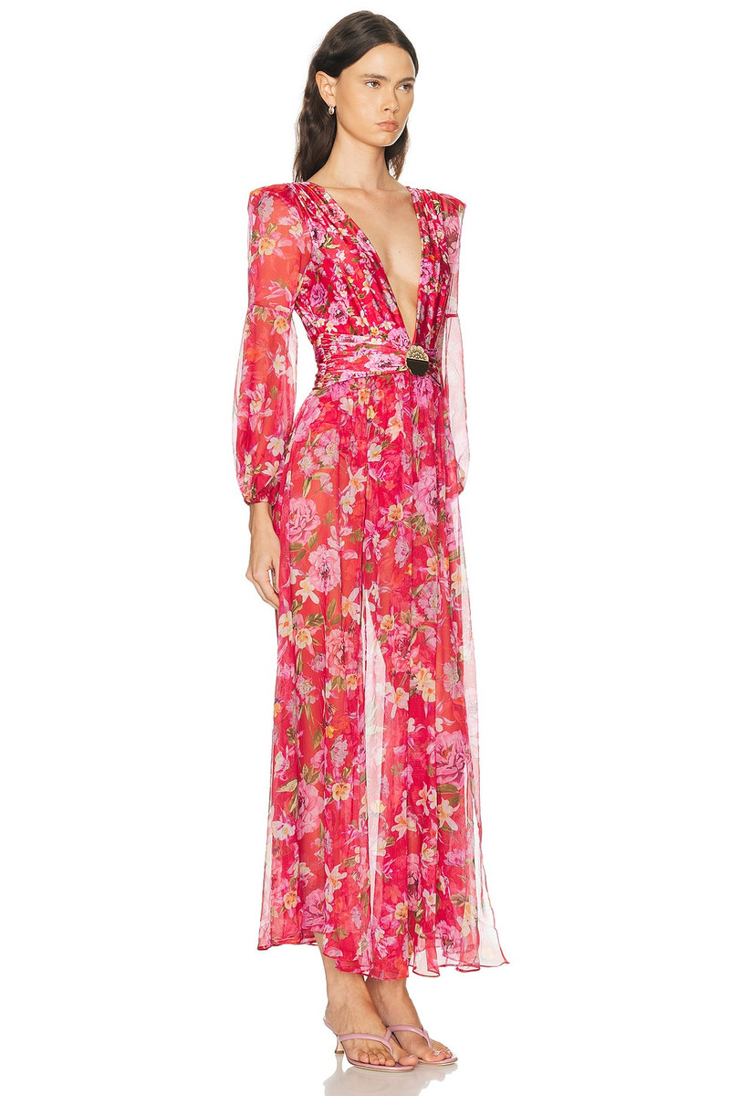 Peony Print Plunge Maxi Dress 2