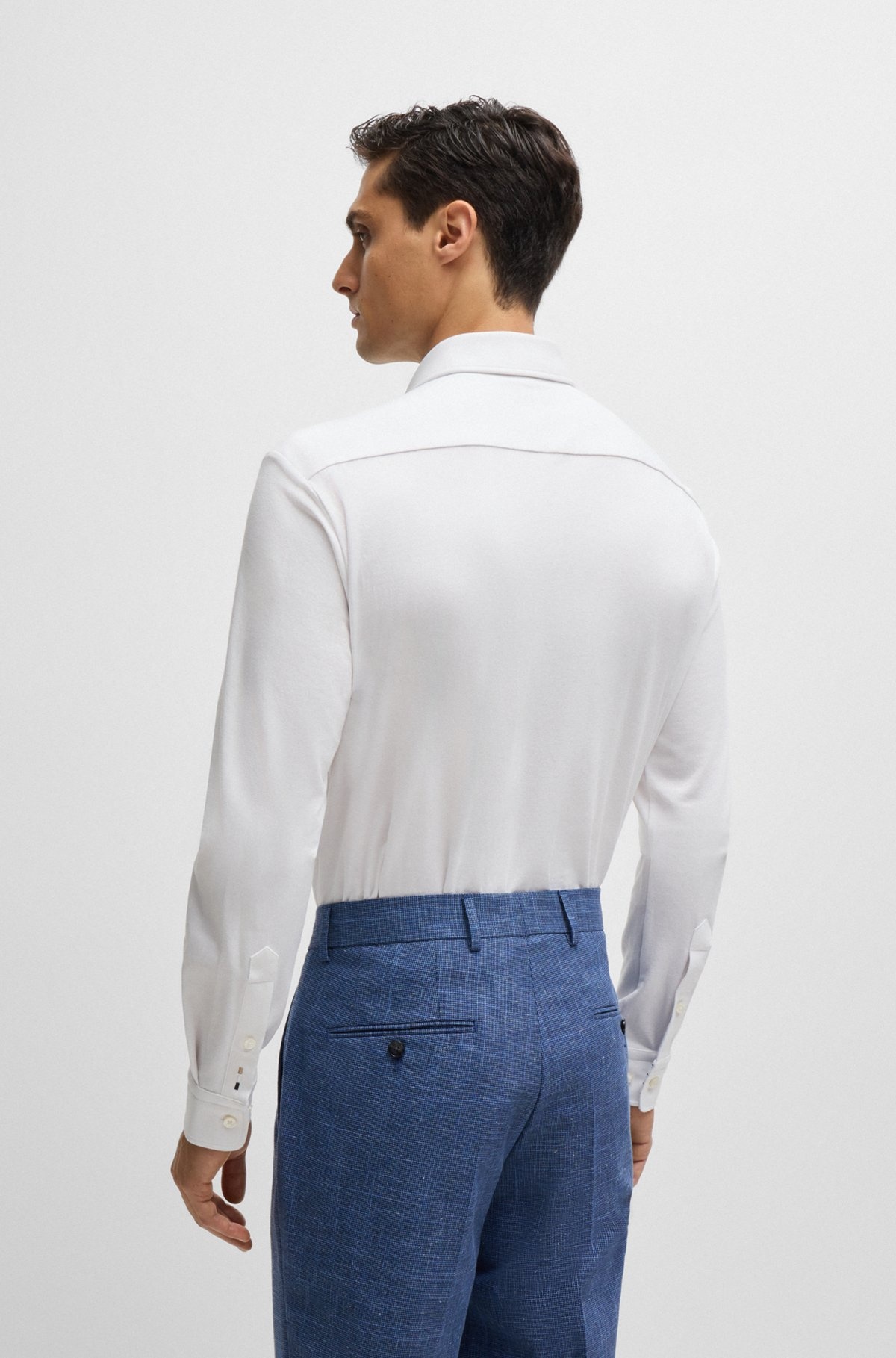 SLIM-FIT SHIRT IN STRETCH-COTTON JERSEY - 5
