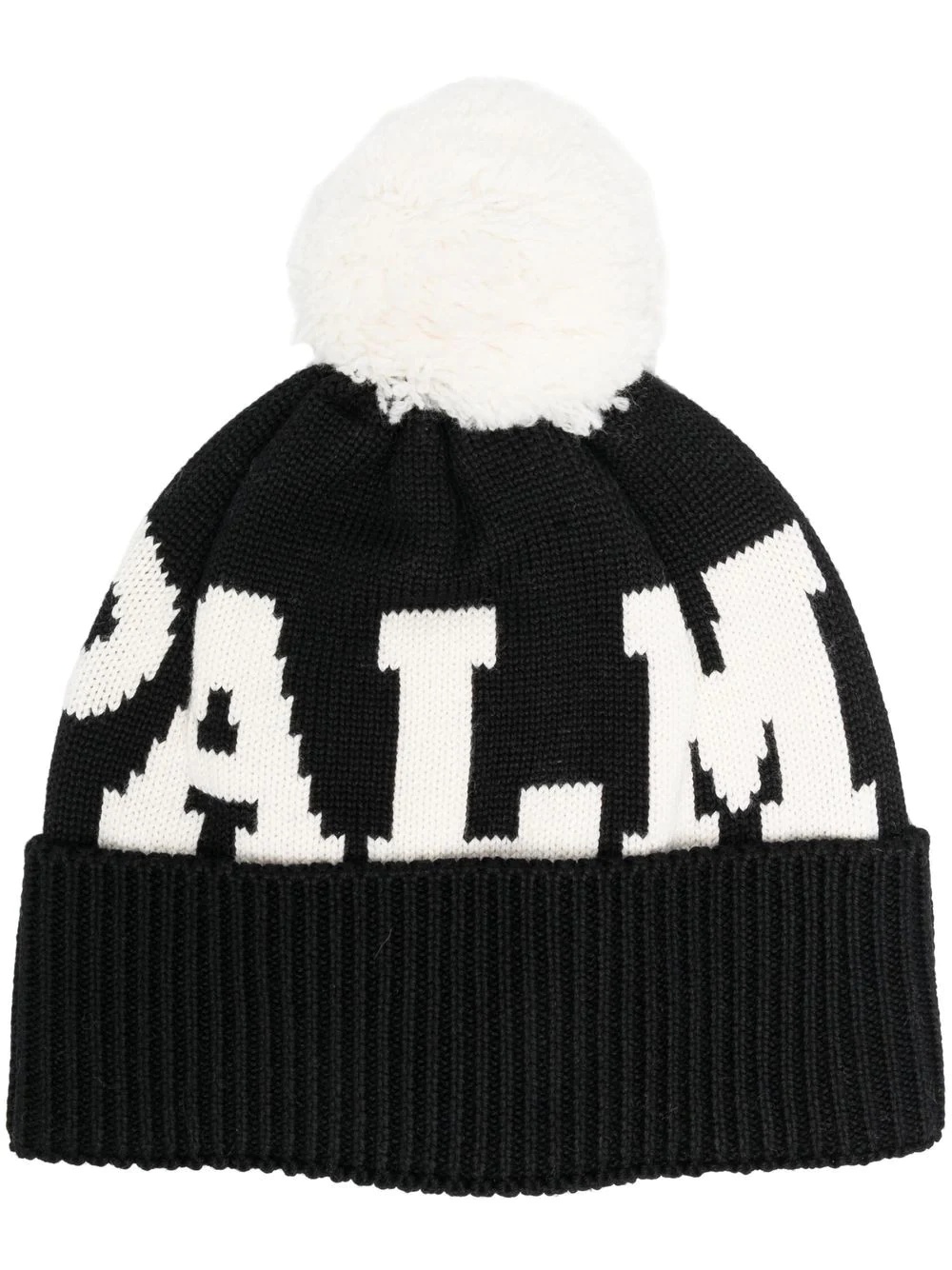 logo knitted pompom beanie - 1