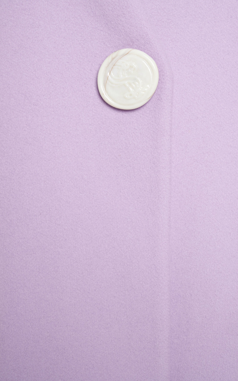 Single-Breasted Cashmere-Blend Collarless Coat purple 5