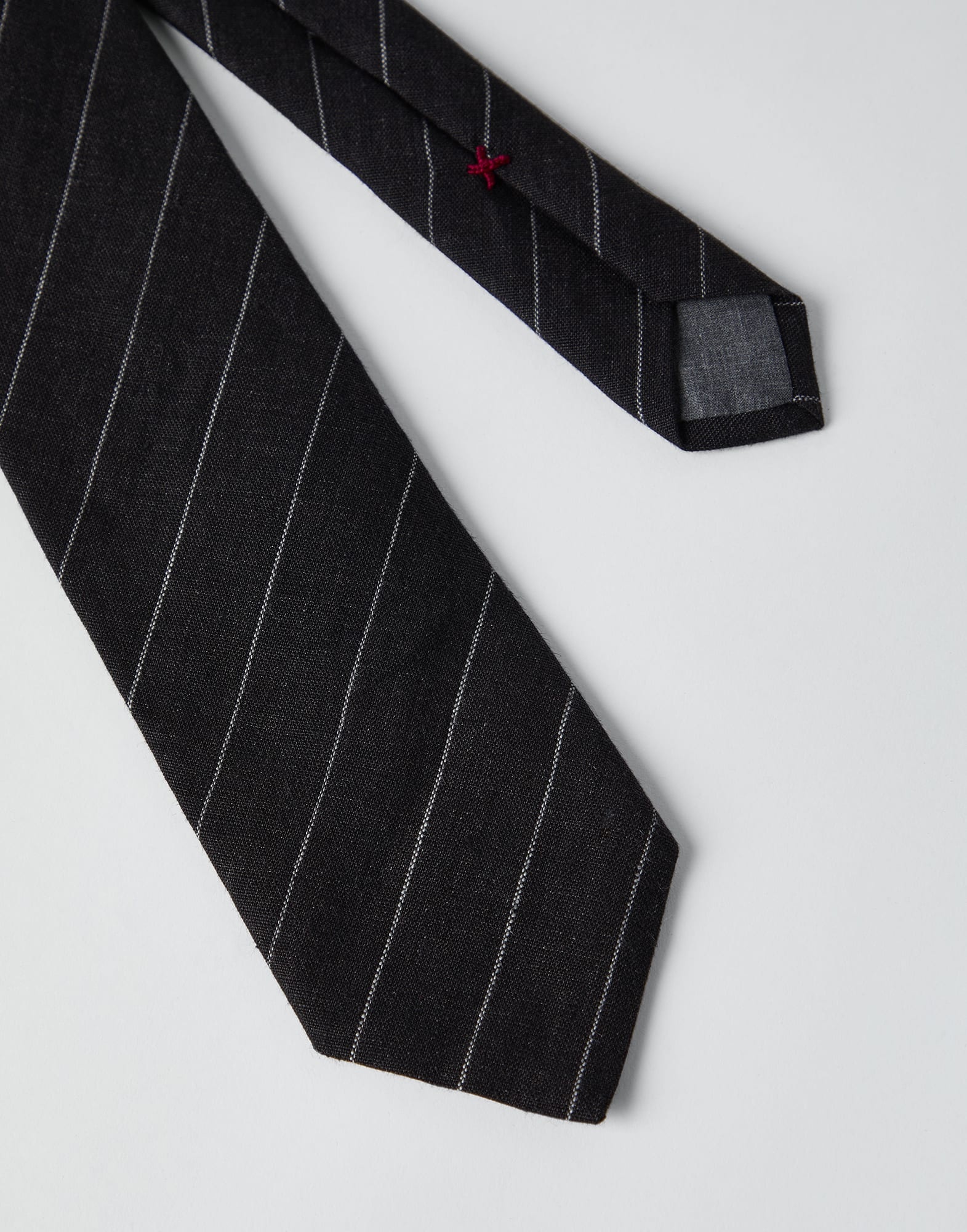 Linen chalk stripe tie - 2