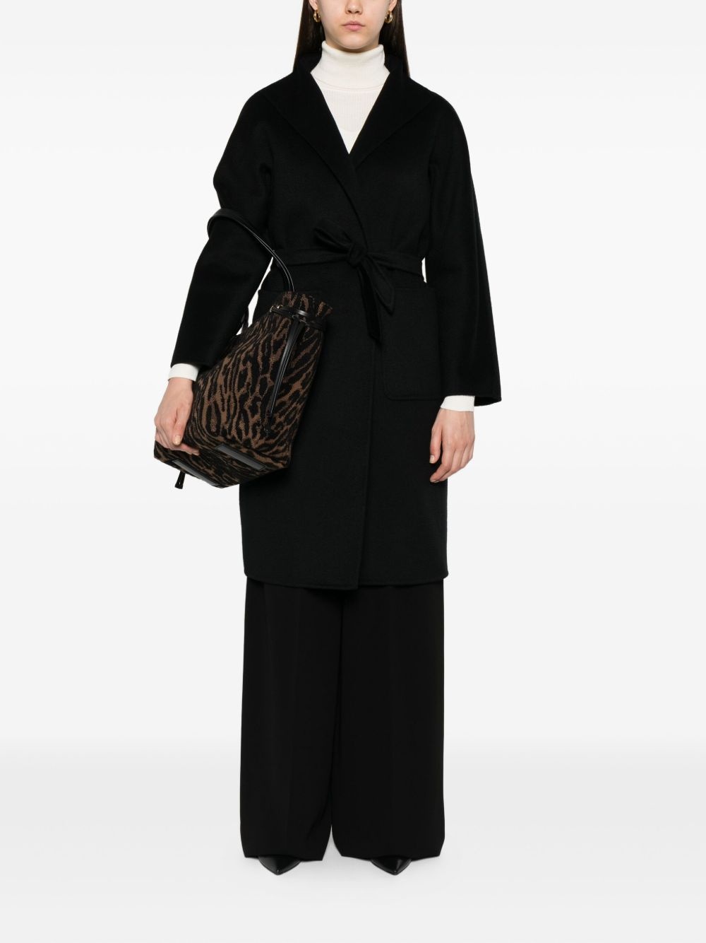belted wrap cashmere coat - 2