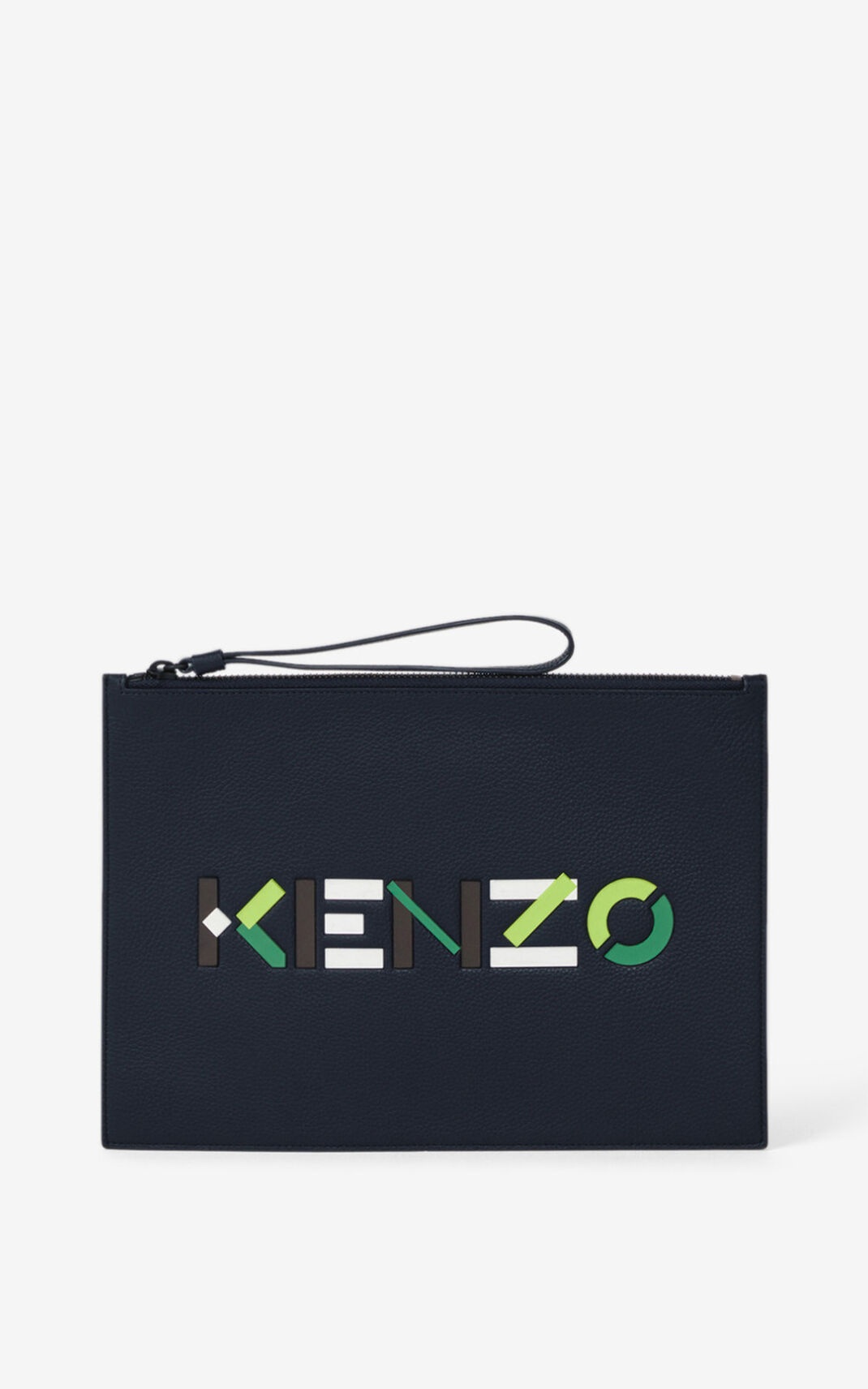 KENZO Logo large leather clutch - 1